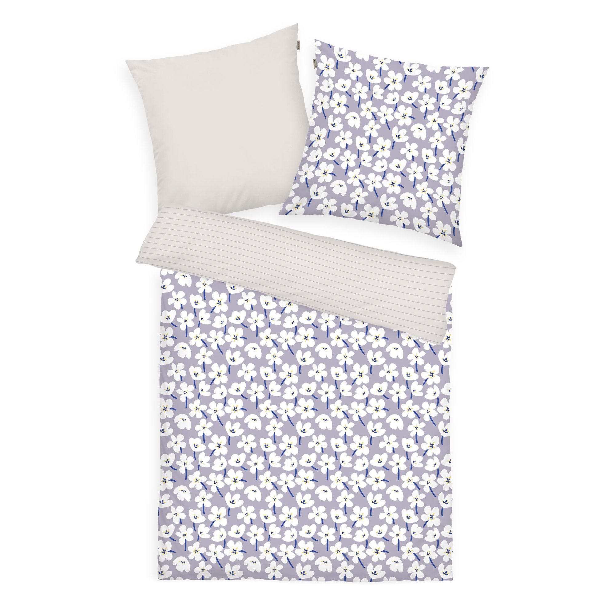 TOM TAILOR Wendebettwäsche fresh flowers / uni Baumwoll Renforcé Einzelbett
