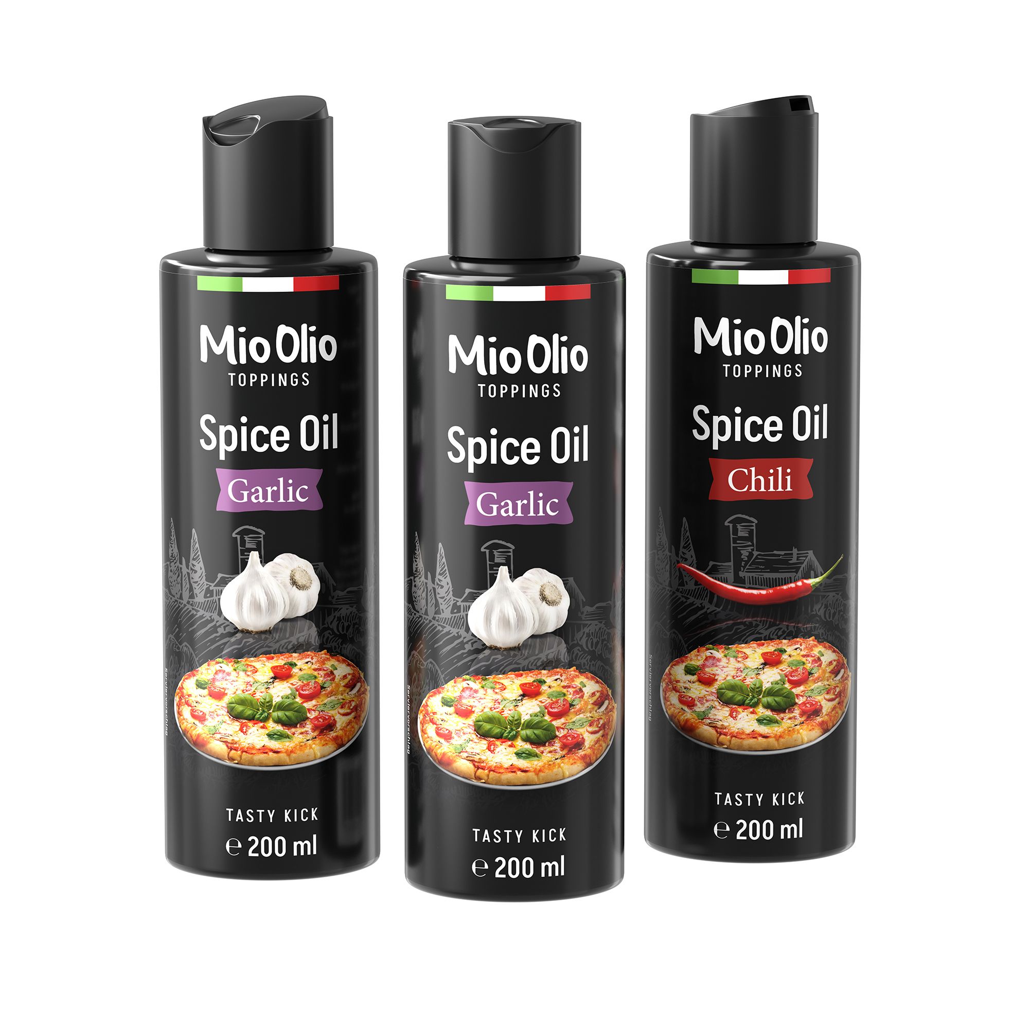 MioOlio Toppings Ölzubereitung in praktischen Squeezer Flaschen Inhalt 3x 200ml