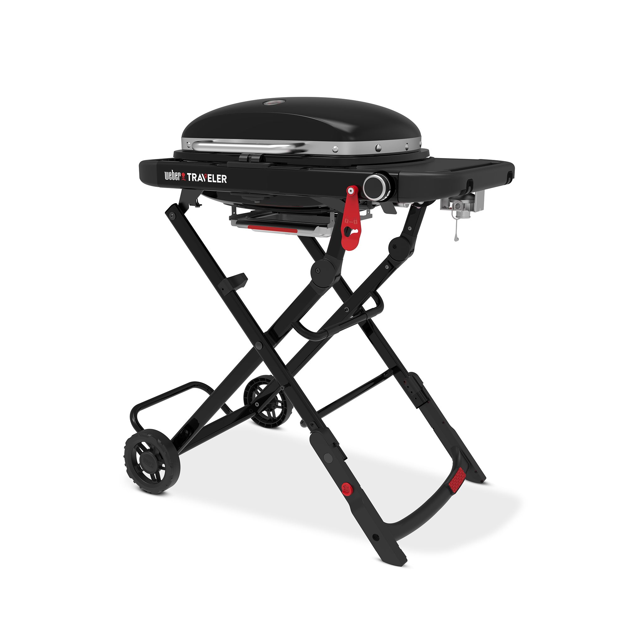 WEBER® Traveler Compact Gasgrill inkl. Untergestell klappbar und Seitentischablage