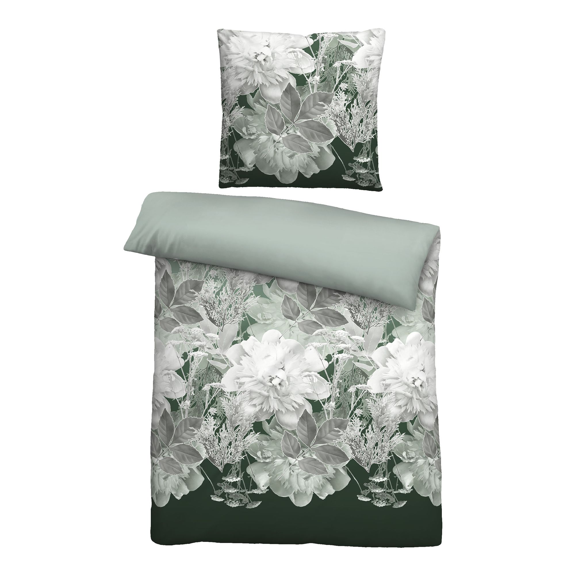 Castell® Wendebettwäsche große Blumen Thermo-Fleece Einzelbett, 2tlg.