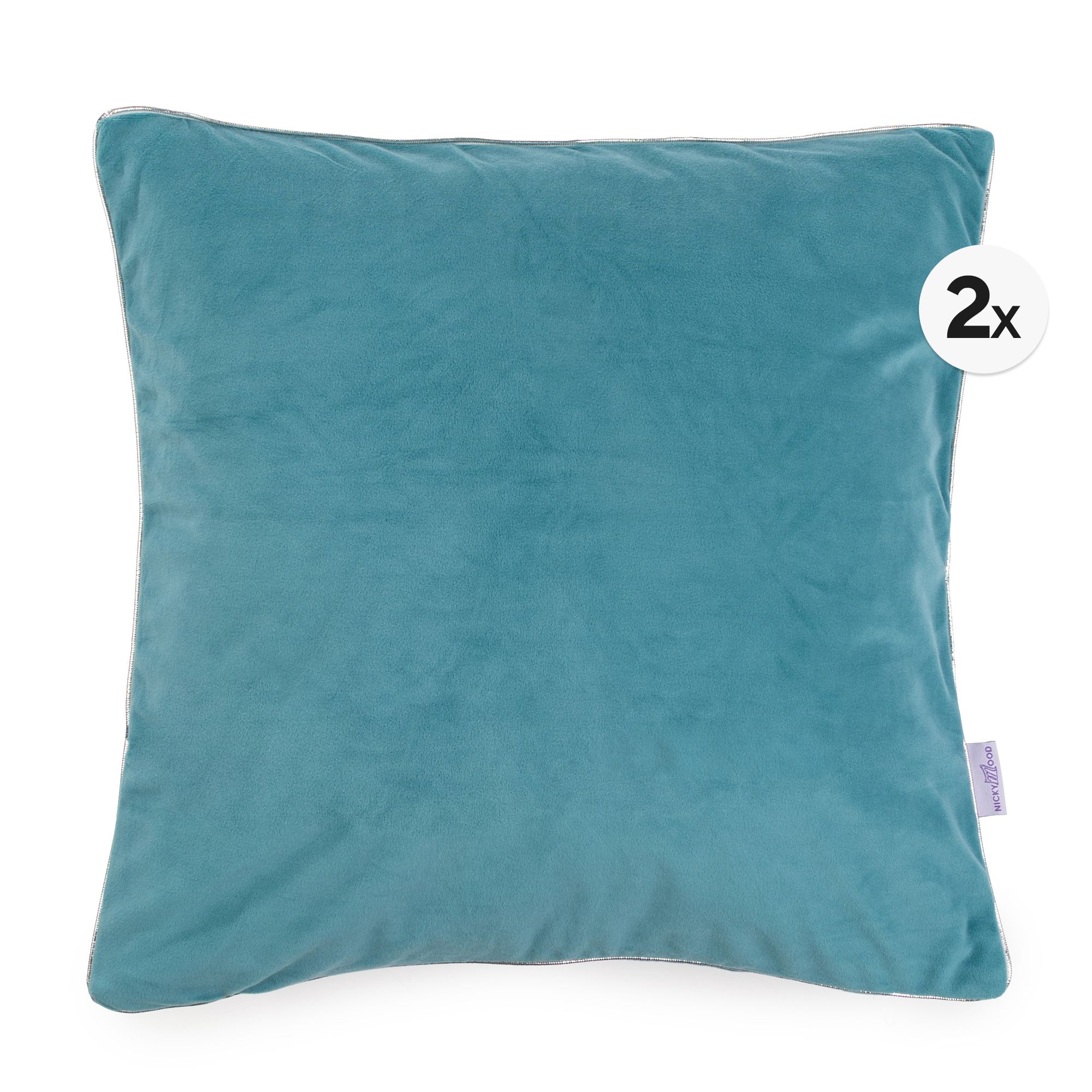 NICKYMOOD 2 Dekokissenhüllen uni mit Glitzerpiping Mikrofaser Nicky waschbar, ca. 50x50cm