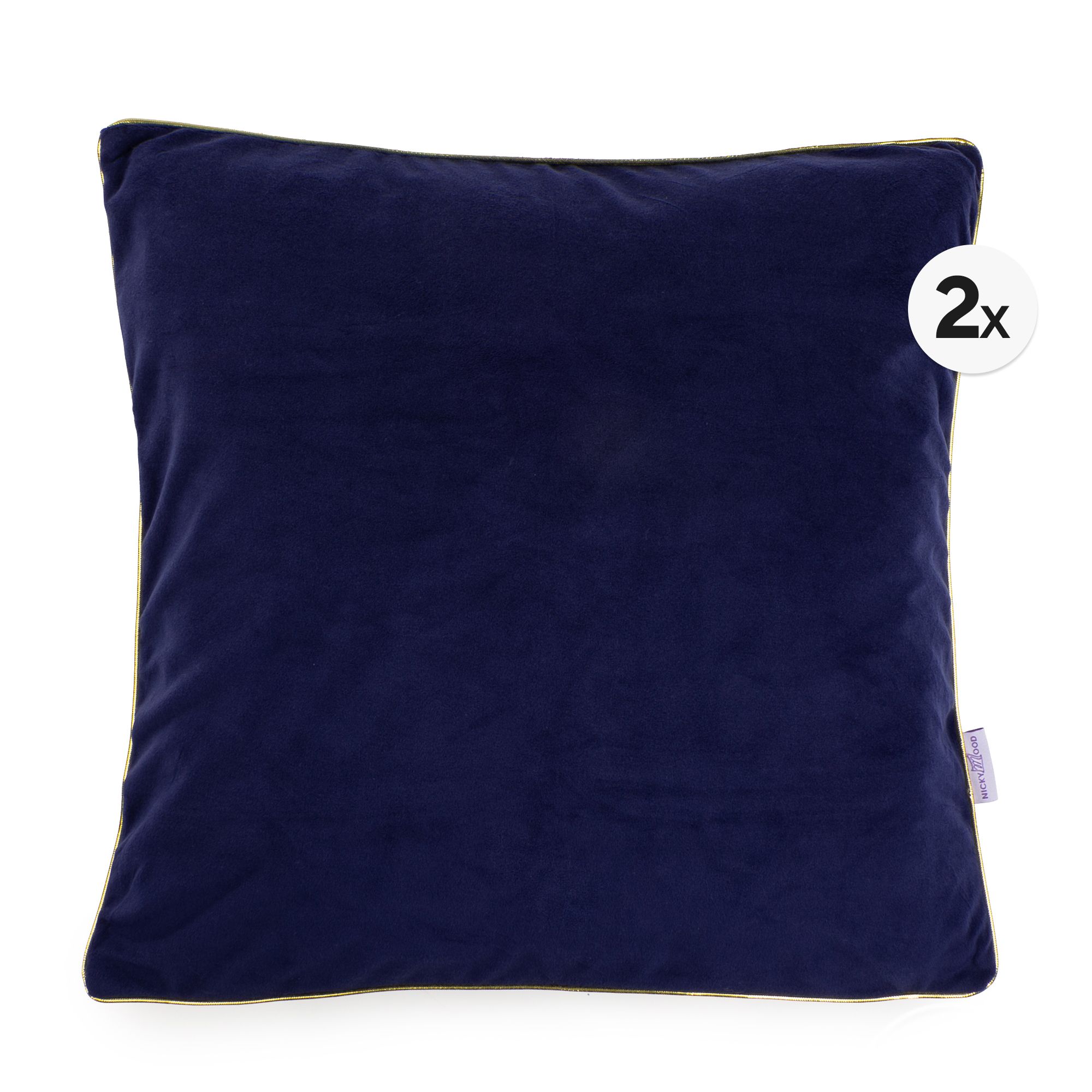 NICKYMOOD 2 Dekokissenhüllen uni mit Glitzerpiping Mikrofaser Nicky waschbar, ca. 50x50cm