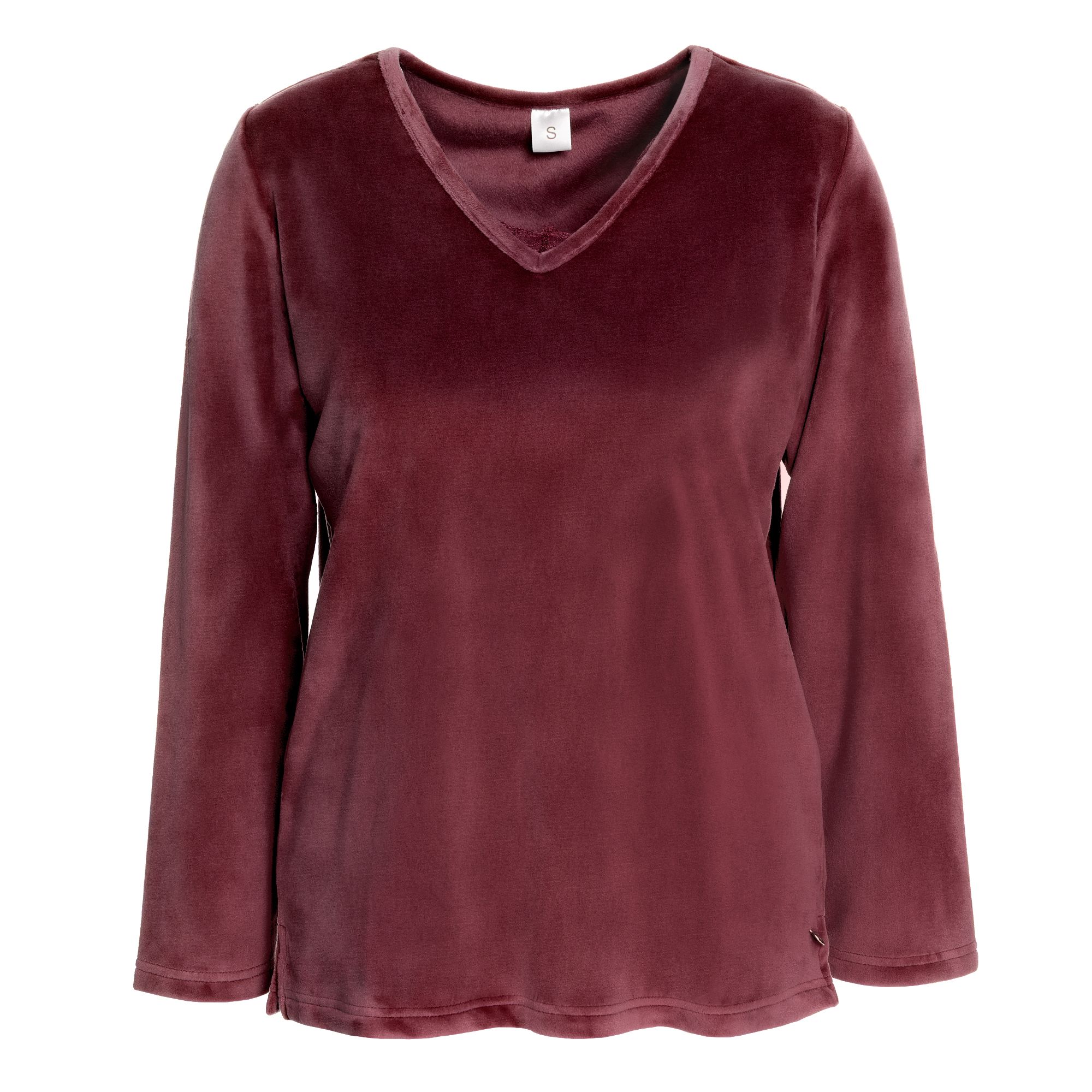 MONT CHALET Damen-Pullover Ausschnitt mit Spitze Mikrofaser Samtfell fließende Form