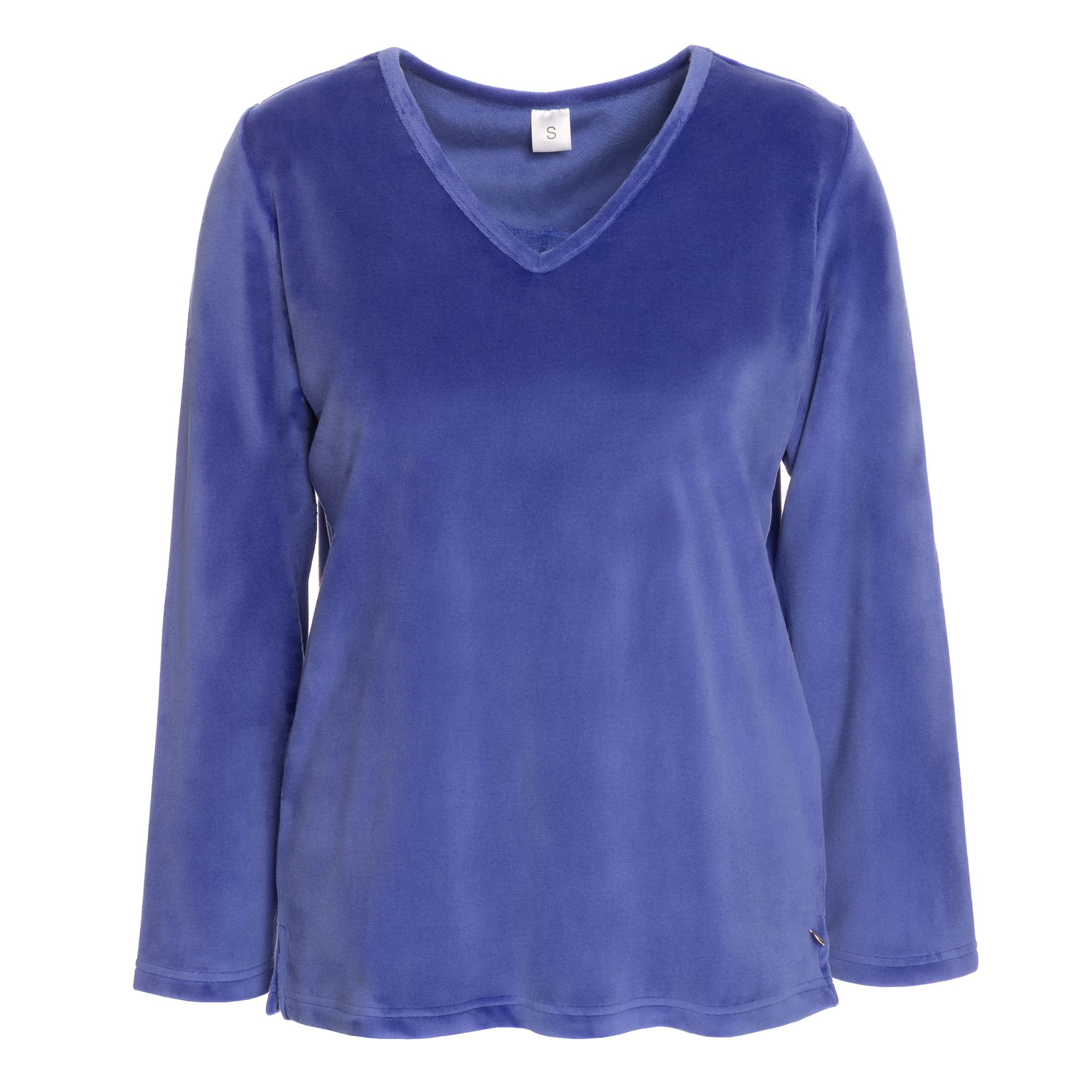 MONT CHALET Damen-Pullover Ausschnitt mit Spitze Mikrofaser Samtfell fließende Form