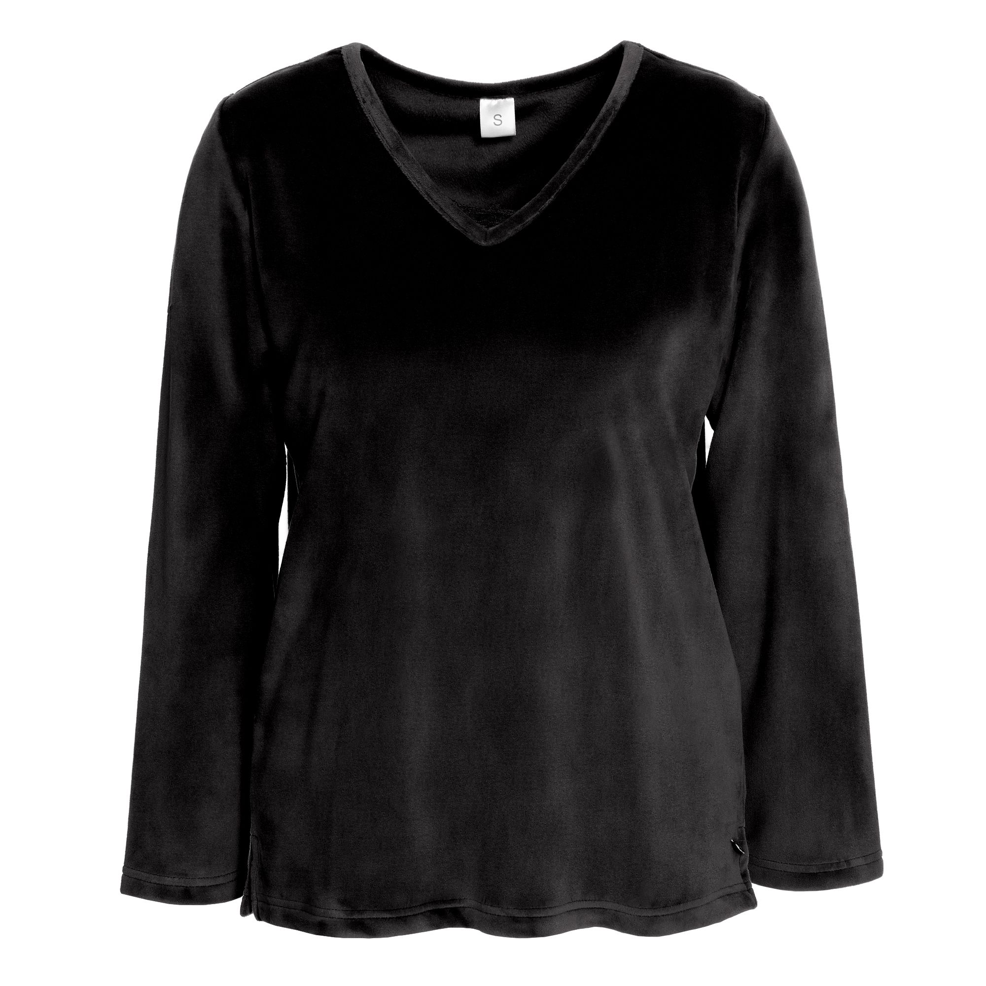 MONT CHALET Damen-Pullover Ausschnitt mit Spitze Mikrofaser Samtfell fließende Form