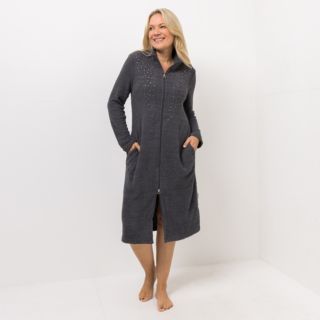 COZEE HOME Homewear Damen-Hauskleid MF Fluffy Bouclé Stehkragen