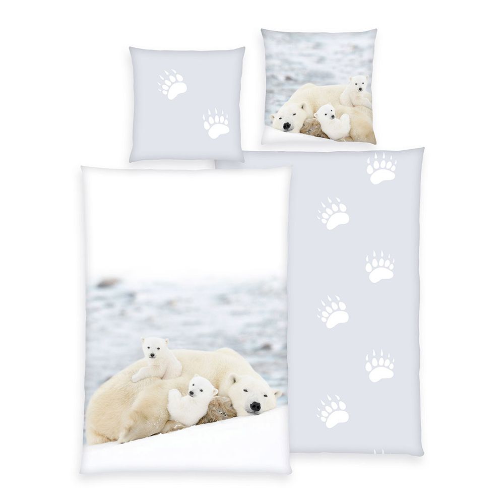 Young Collection Wendebettwäsche Eisbären Baumwoll Flanell Einzelbett, 2tlg.