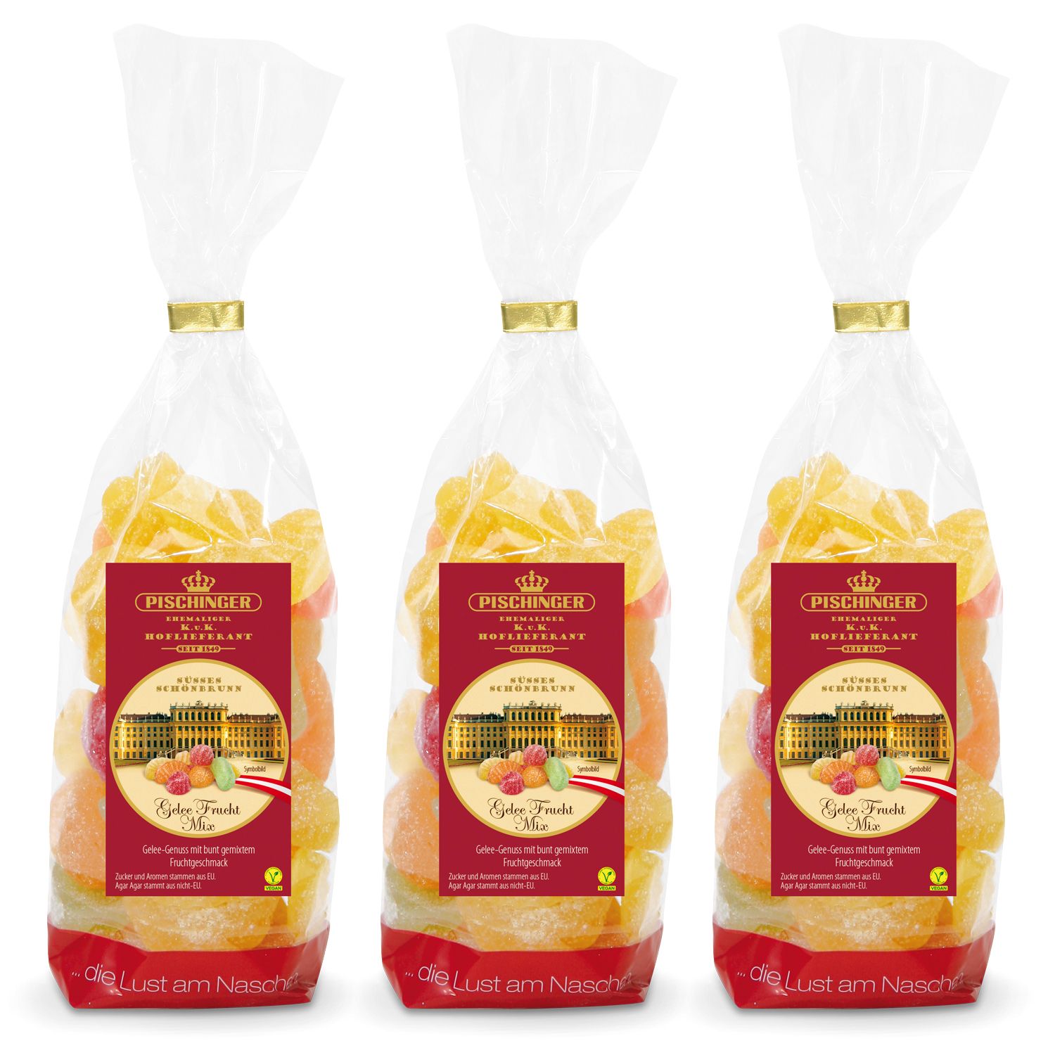 PISCHINGER Gelee Frucht Mix 3 Beutel, 8 Sorten exklusiv bei QVC Inhalt 3x 300g