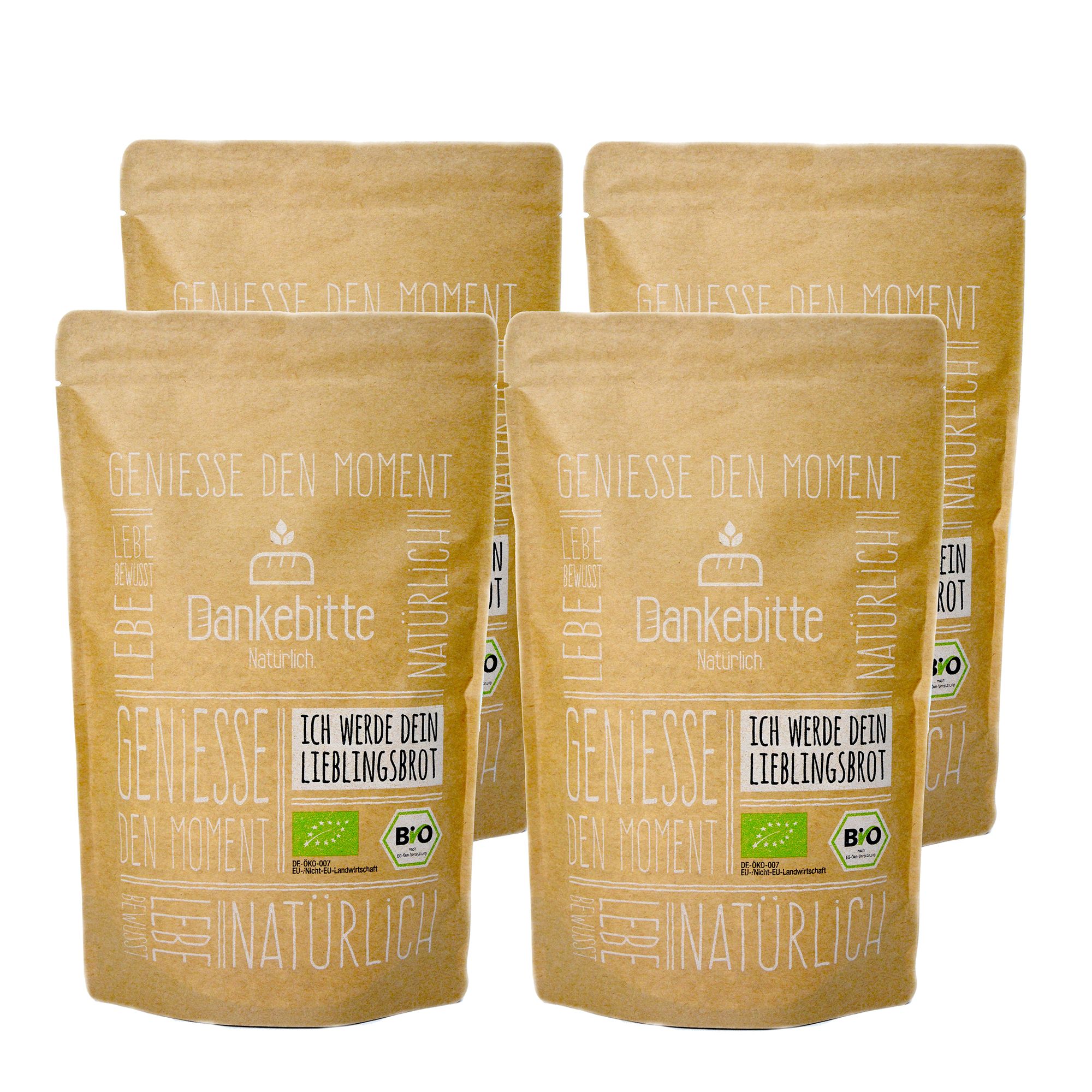 DANKEBITTE Bio Brotbackmischung Sauerteig Lieblinge 4 versch. Sorten Inhalt 2.193g