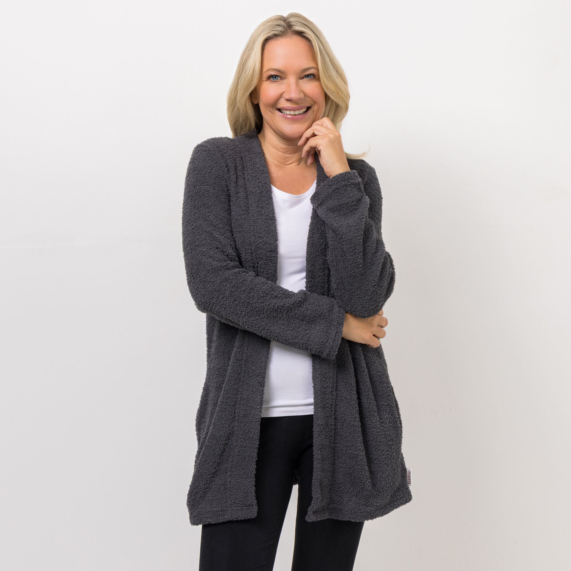 COZEE HOME Homewear Loungwear Cardigan uni MF Fluffy Bouclé Länge ca. 80cm