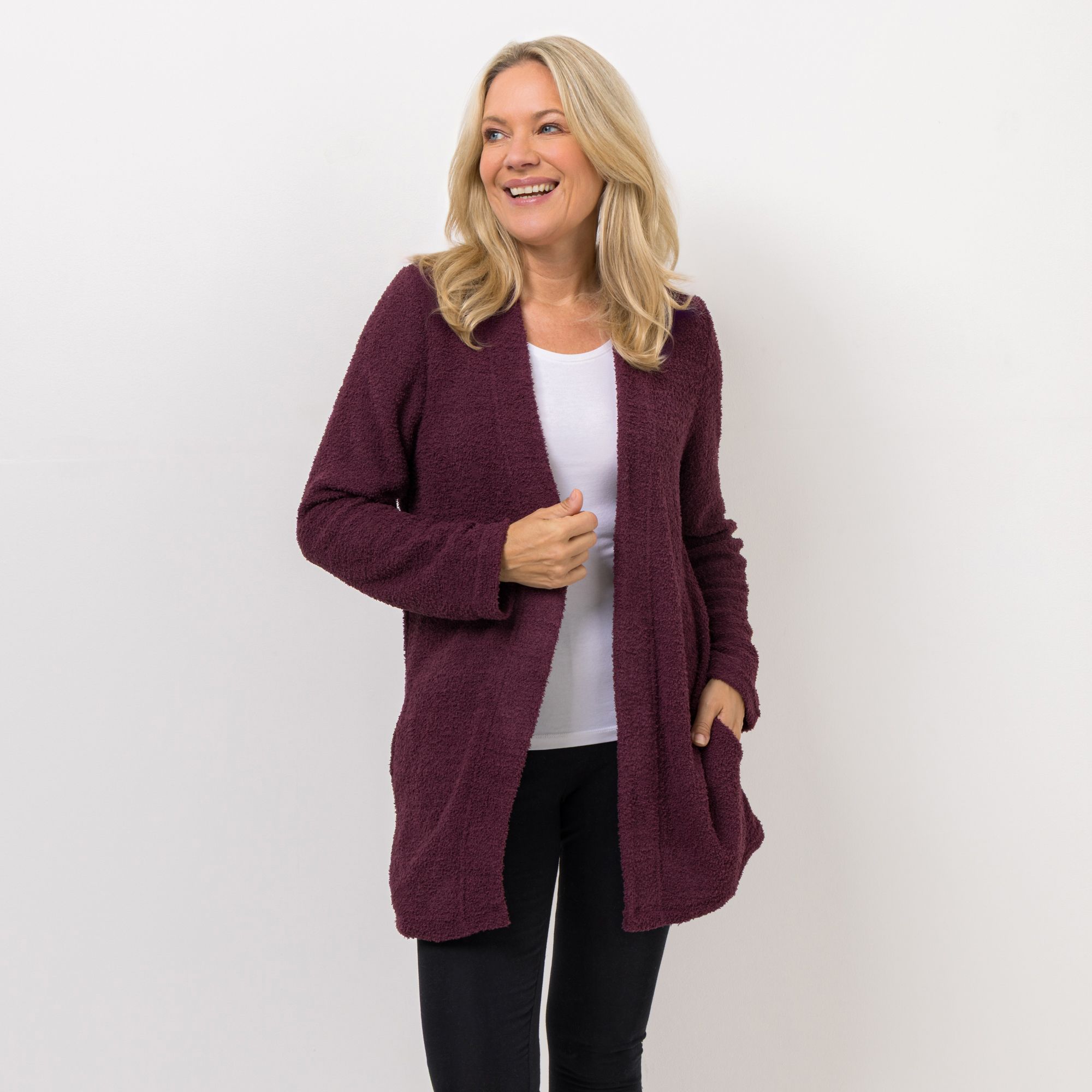 COZEE HOME Homewear Loungwear Cardigan uni MF Fluffy Bouclé Länge ca. 80cm