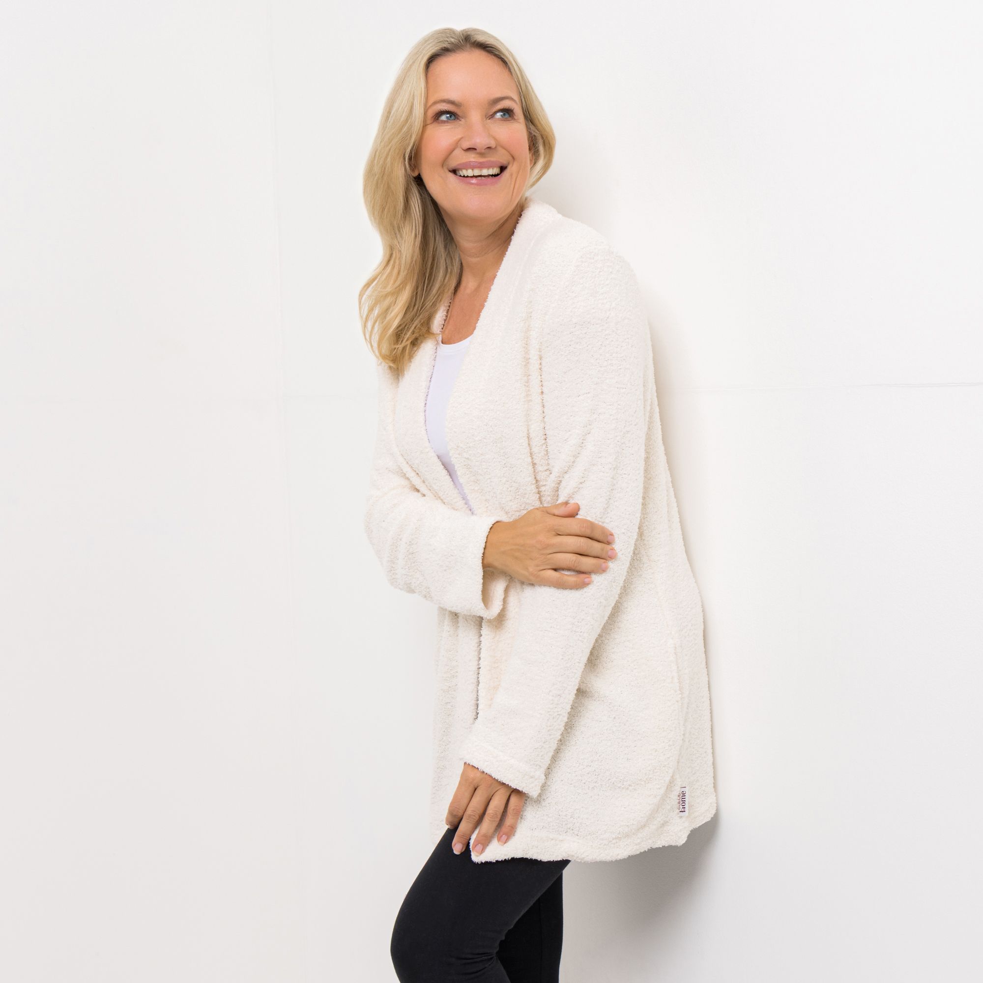 COZEE HOME Homewear Loungwear Cardigan uni MF Fluffy Bouclé Länge ca. 80cm
