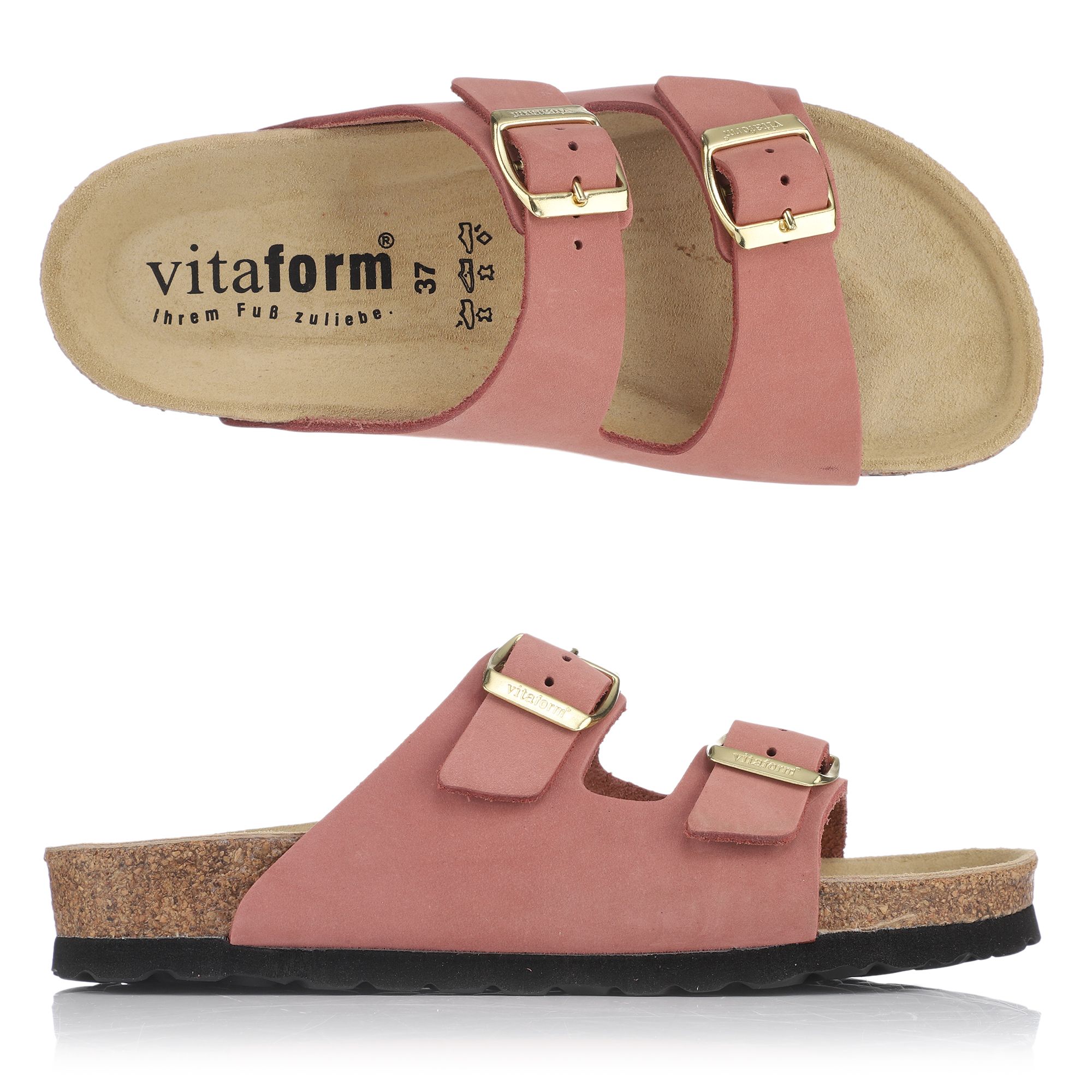 B-Ware VITAFORM Damen-Pantolette Nubukleder Korkfußbett