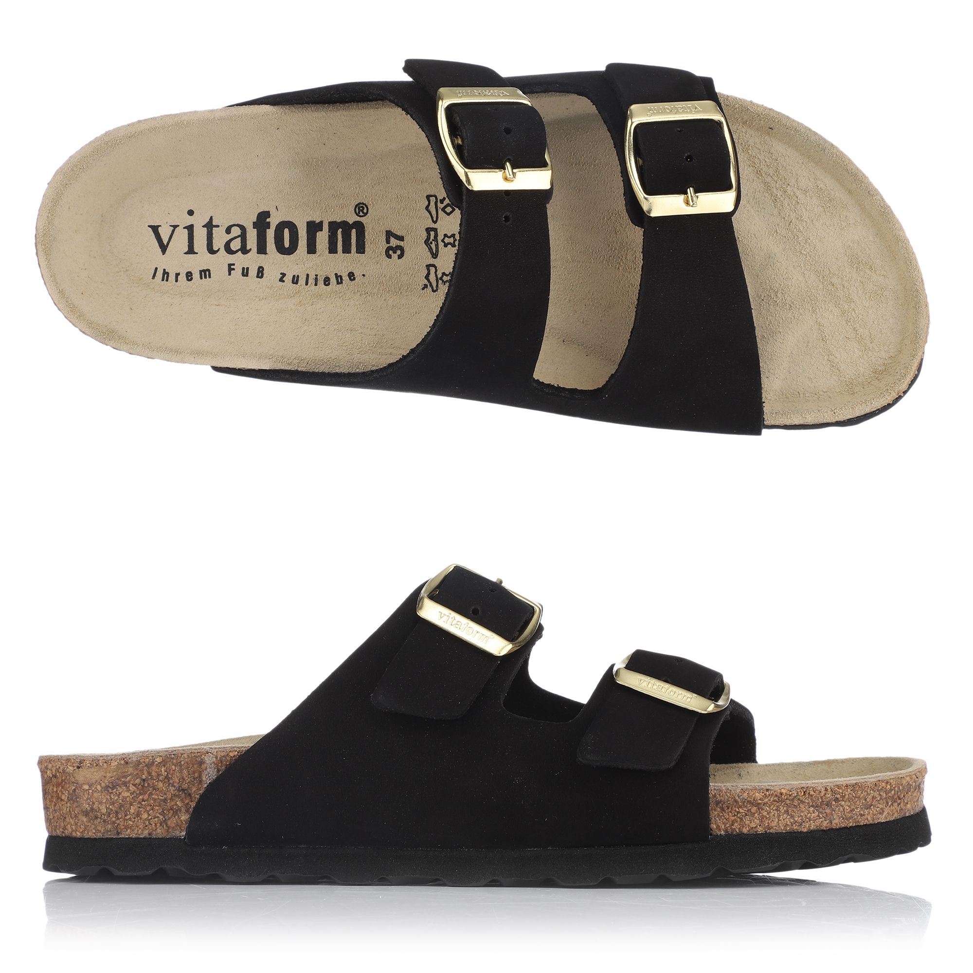 B-Ware VITAFORM Damen-Pantolette Nubukleder Korkfußbett
