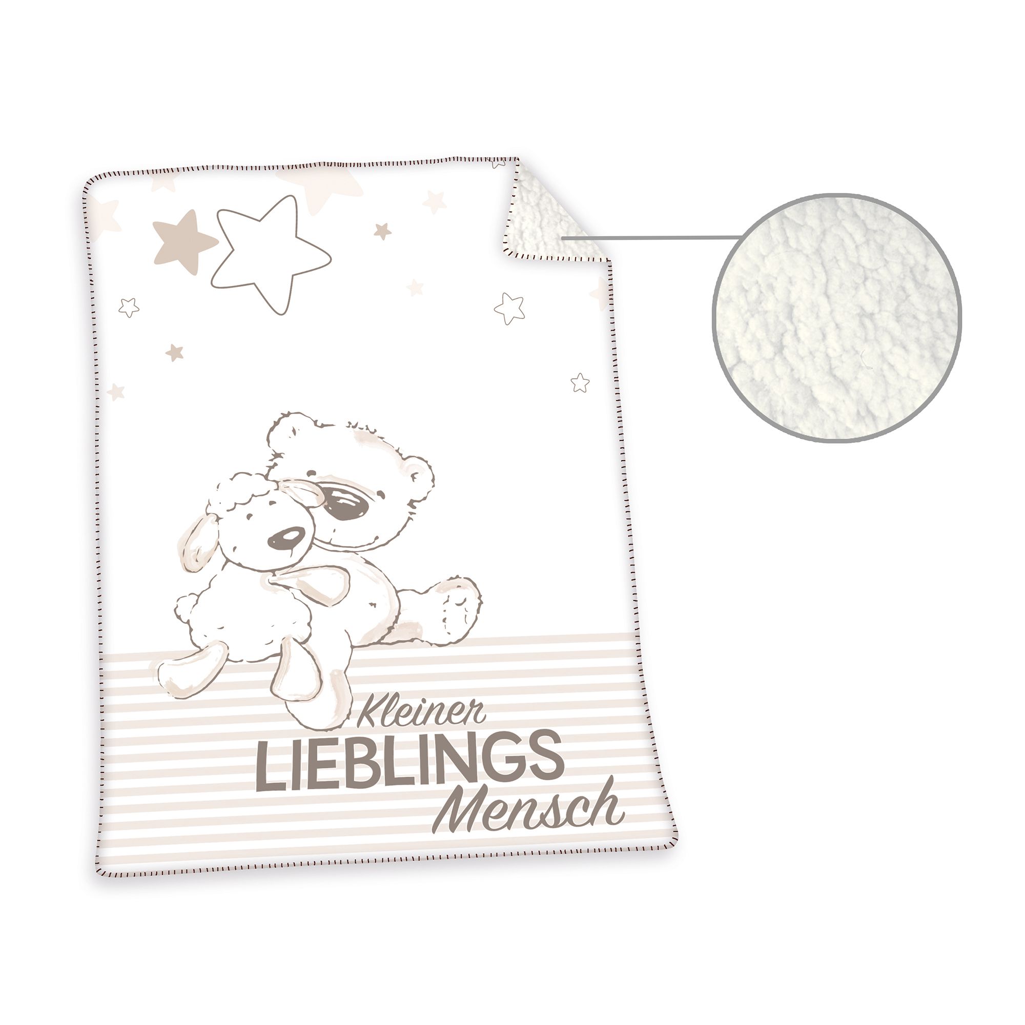 babybest® Decke Lieblingsmensch-Motiv Lammfell-Optik ca. 75x100cm