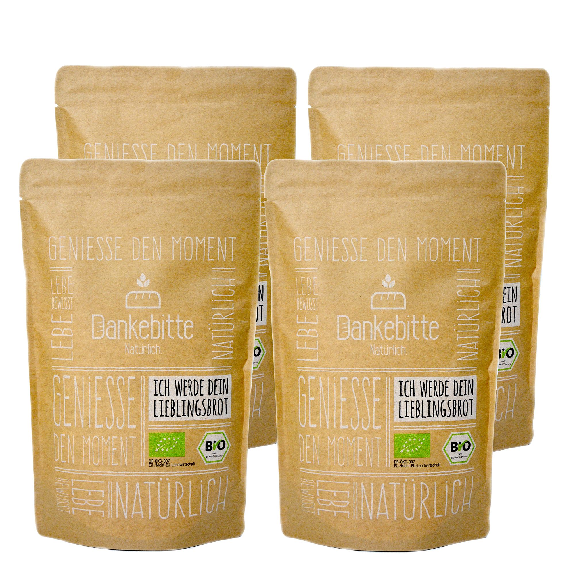 DANKEBITTE Bio Brotbackmischung Abendbrot Set 4 versch. Sorten Inhalt 2.235g