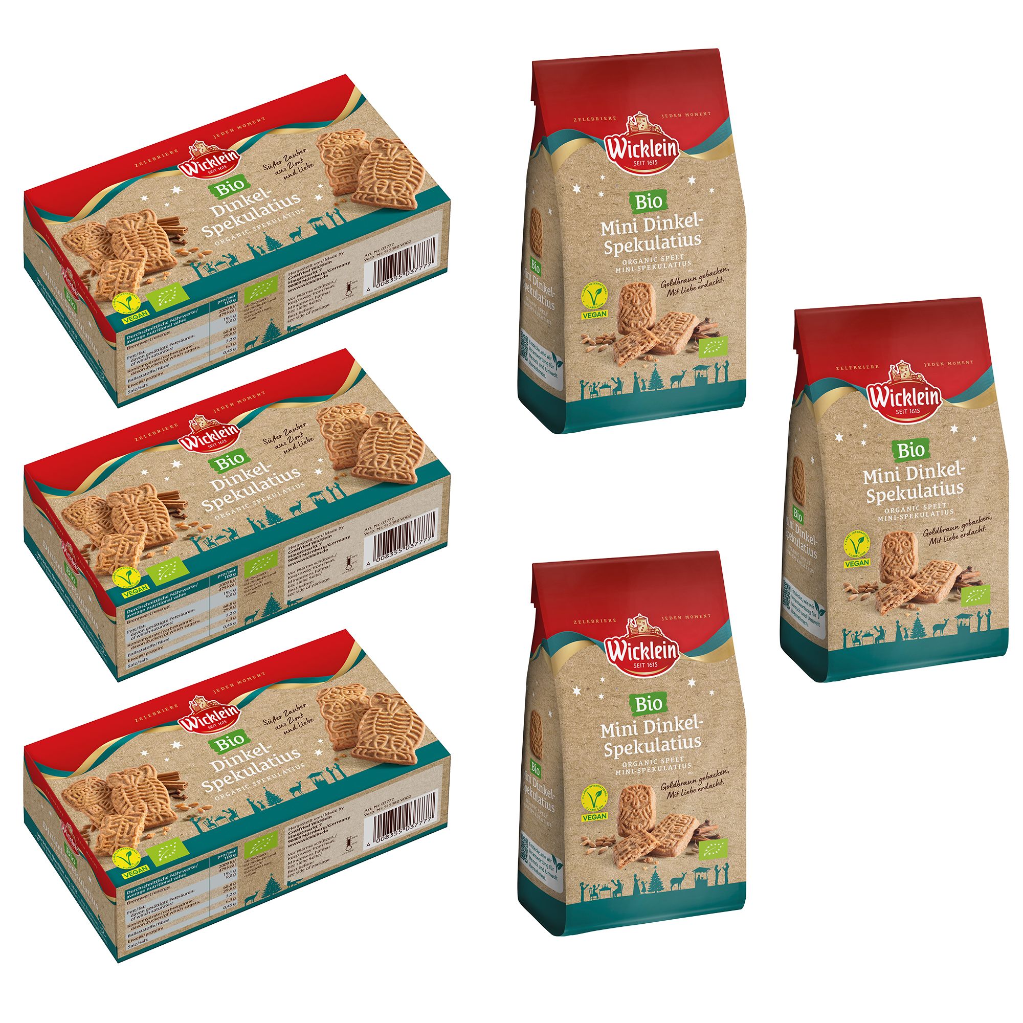 WICKLEIN Spekulatius Paket Bio und Vegan mit Dinkelmehl Inhalt 840g