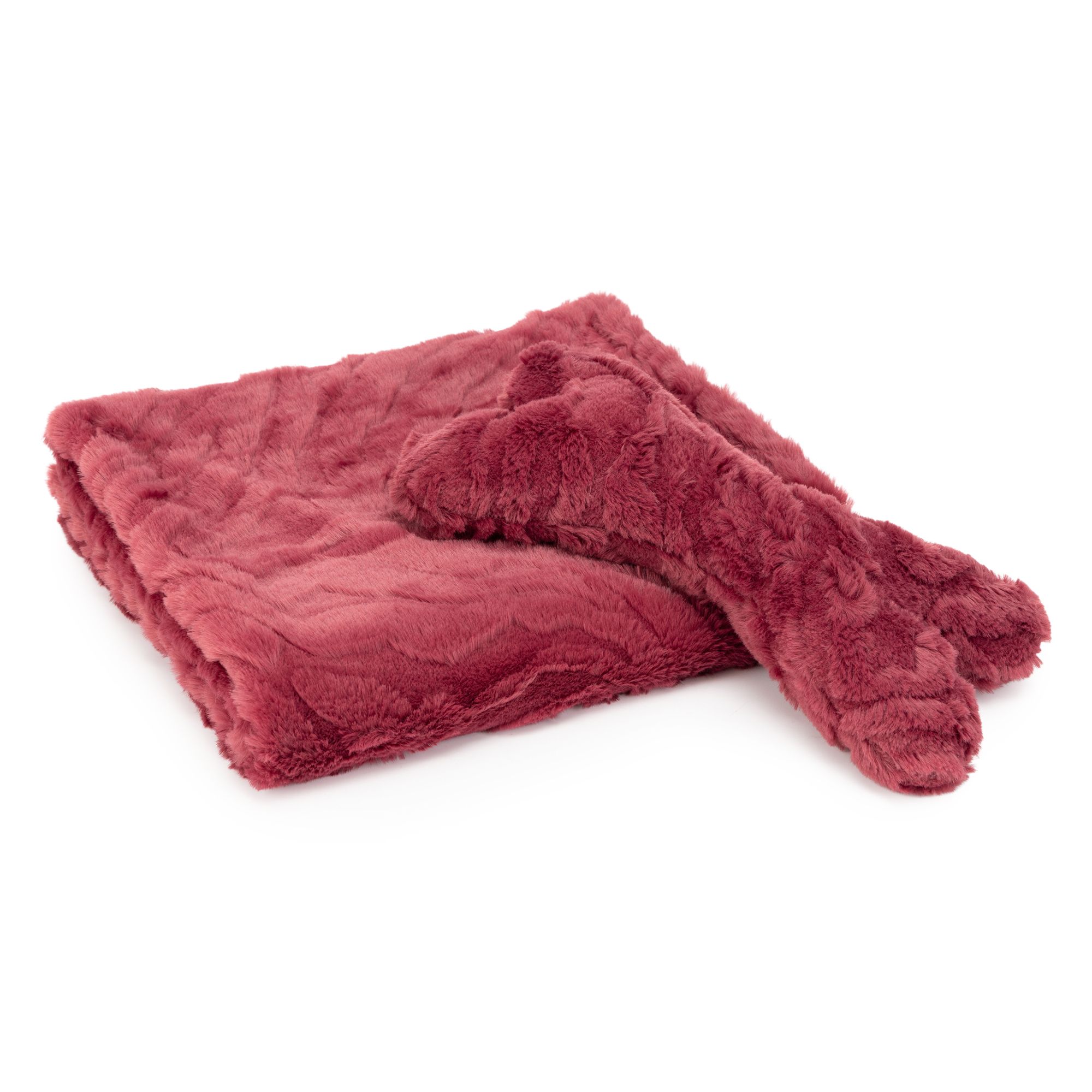 MONT CHALET 2tlg. Haustier-Set Struktur-Fellimitat Decke ca. 70x120cm & Kissen ca. 15x30cm