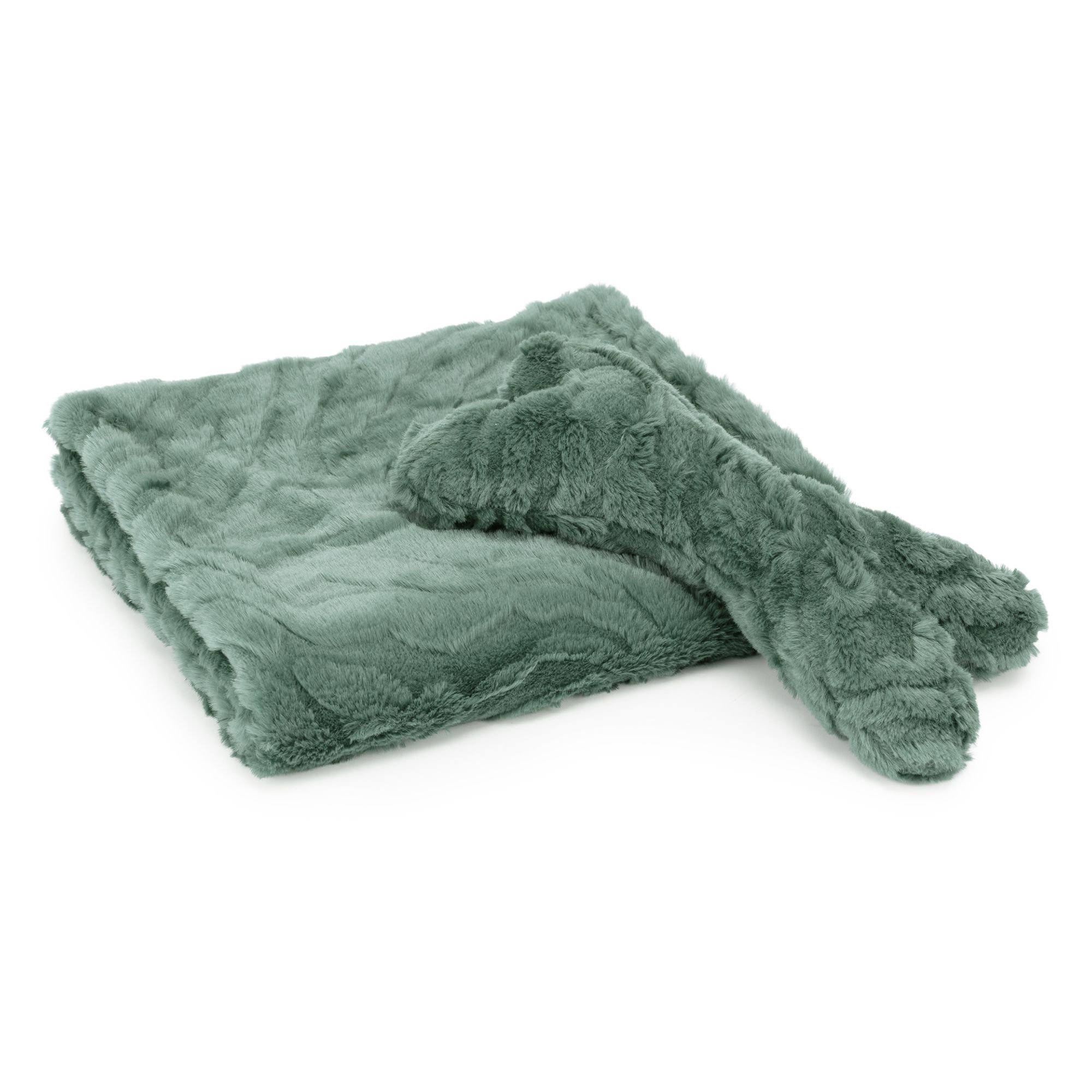 MONT CHALET 2tlg. Haustier-Set Struktur-Fellimitat Decke ca. 70x120cm & Kissen ca. 15x30cm