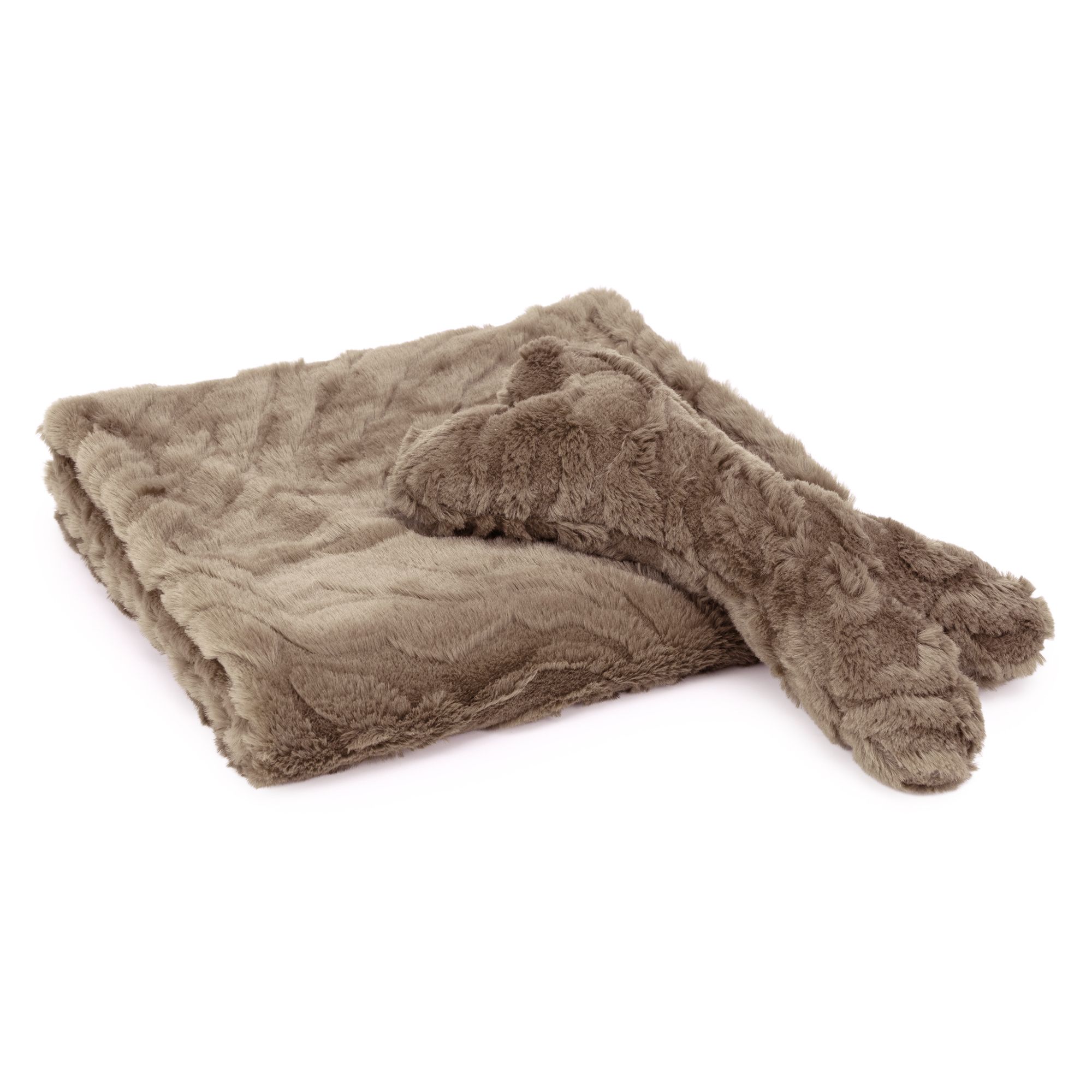 MONT CHALET 2tlg. Haustier-Set Struktur-Fellimitat Decke ca. 70x120cm & Kissen ca. 15x30cm