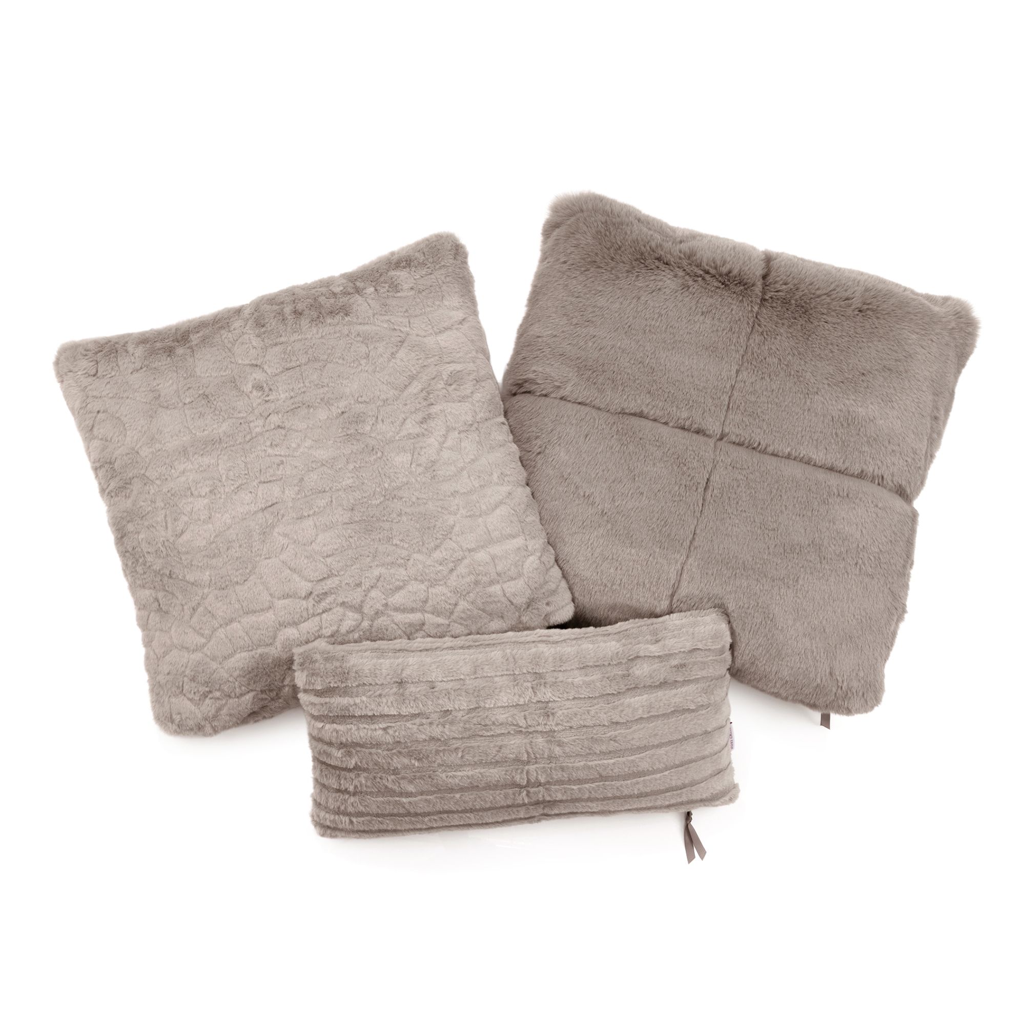 MONT CHALET 3 gefüllte Kissen Dekokissen-Set Lammfellimitat 25x50 & 2x 50x50cm