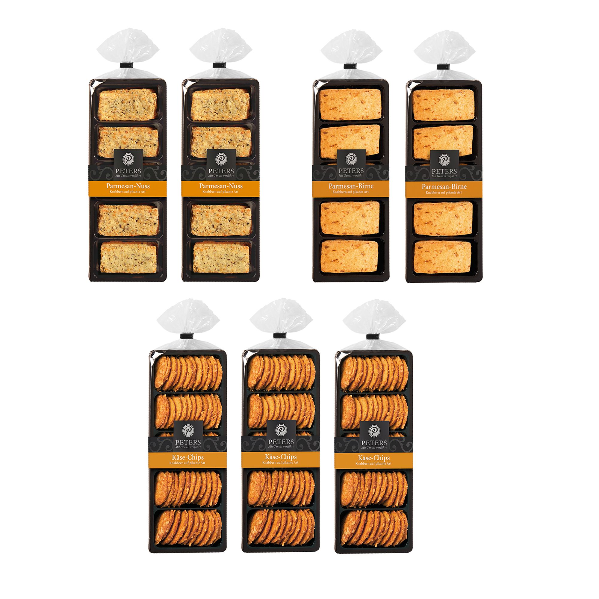PETERS Käsegebäck 3 Sorten, 7 Packungen exklusiv bei QVC Inhalt 540g