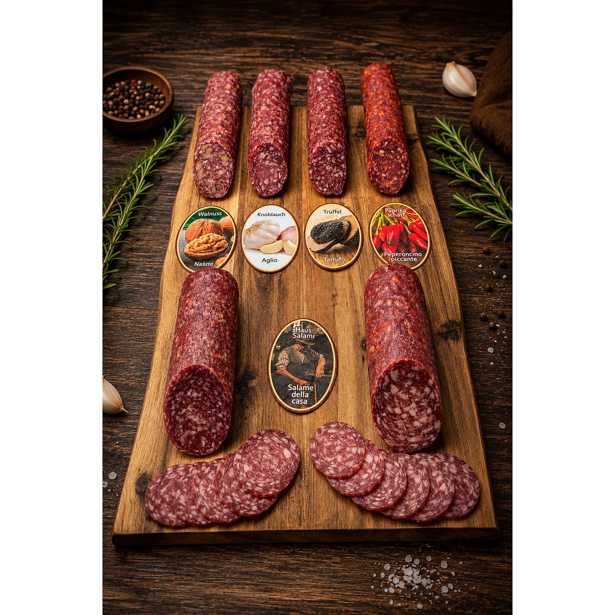 GRAMAI ALM ALPENGOURMET Südtiroler Salami Set 6 versch. Sorten Inhalt 1.200g