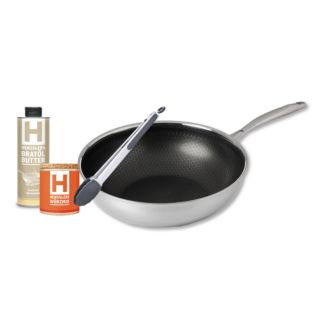 HENSSLERS Asia Wok 28cm inkl. Grillzange, Gewürz und Bratöl 4tlg. Set