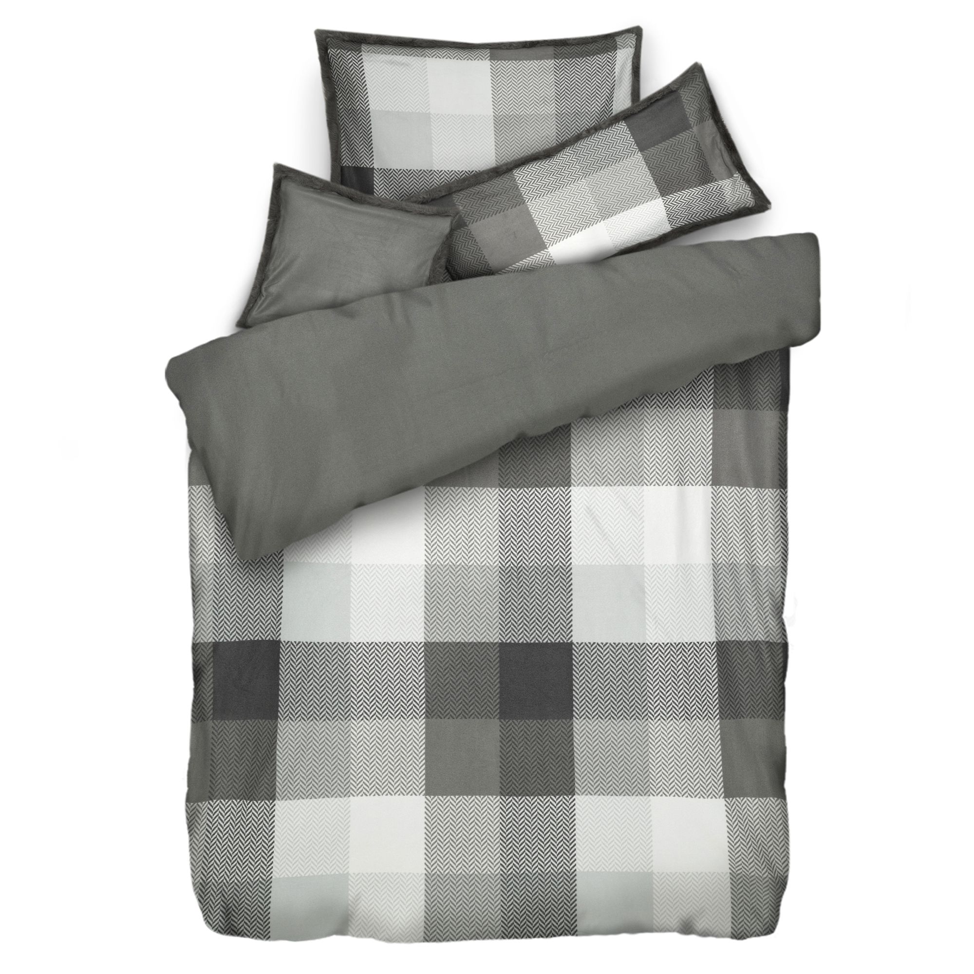 WINTERENGEL Wendebettwäsche Fell-Optik Details Mikrofaser Flanell Einzelbett, 4tlg.