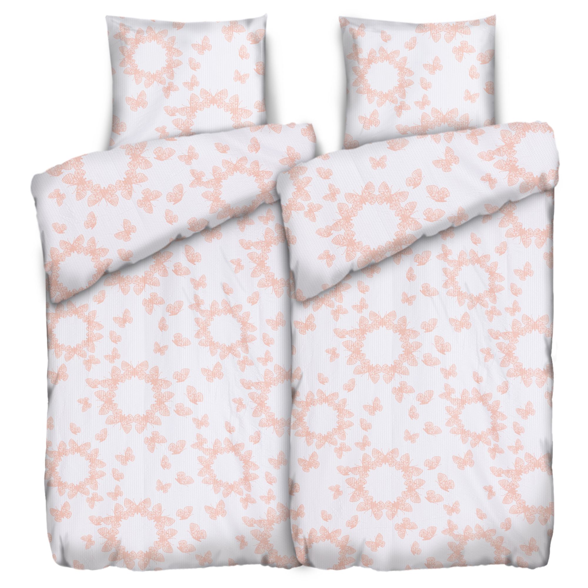 SOFT WAVE Bettwäsche Schmetterlinge Mikrofaser Seersucker Doppelbett, 4tlg.