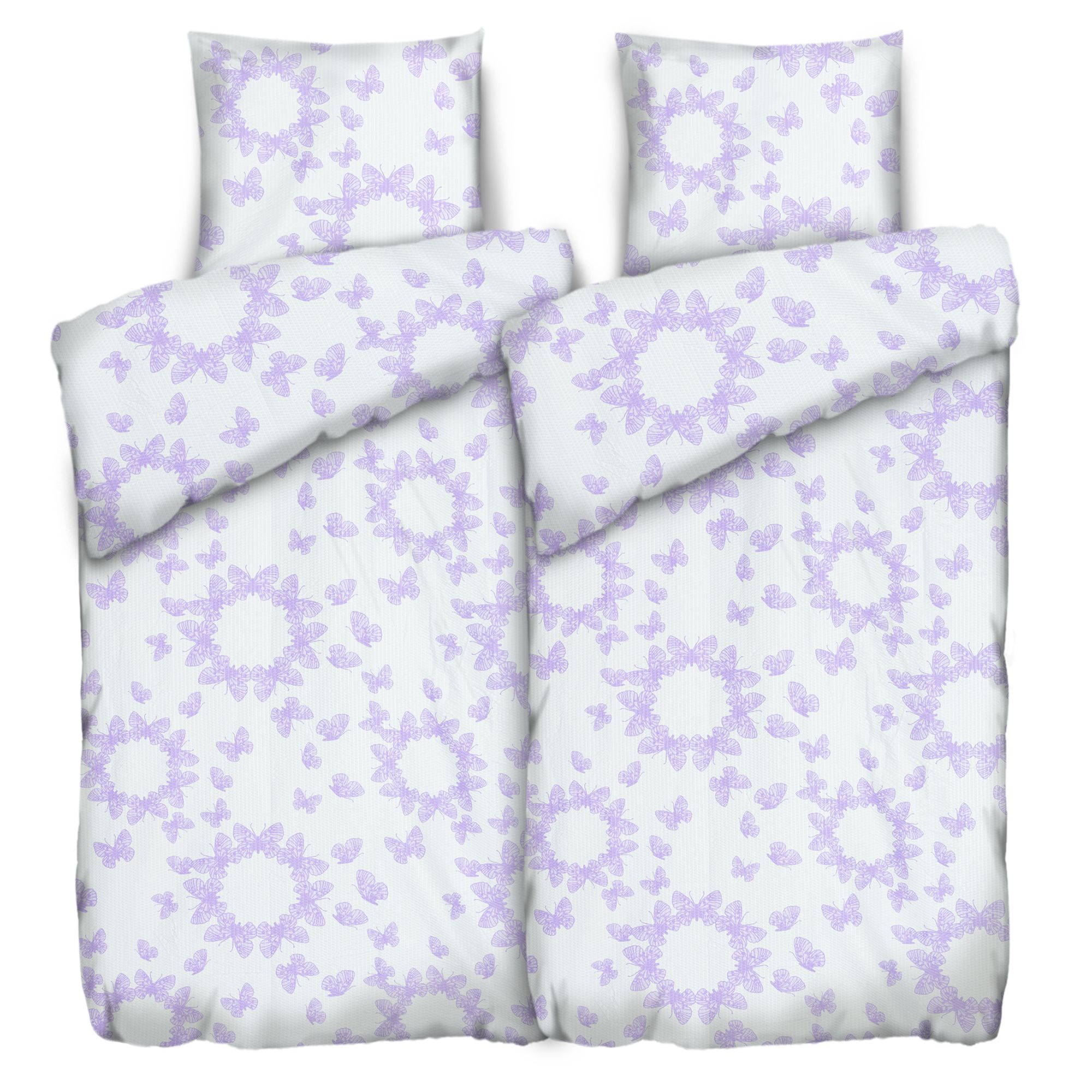 SOFT WAVE Bettwäsche Schmetterlinge Mikrofaser Seersucker Doppelbett, 4tlg.