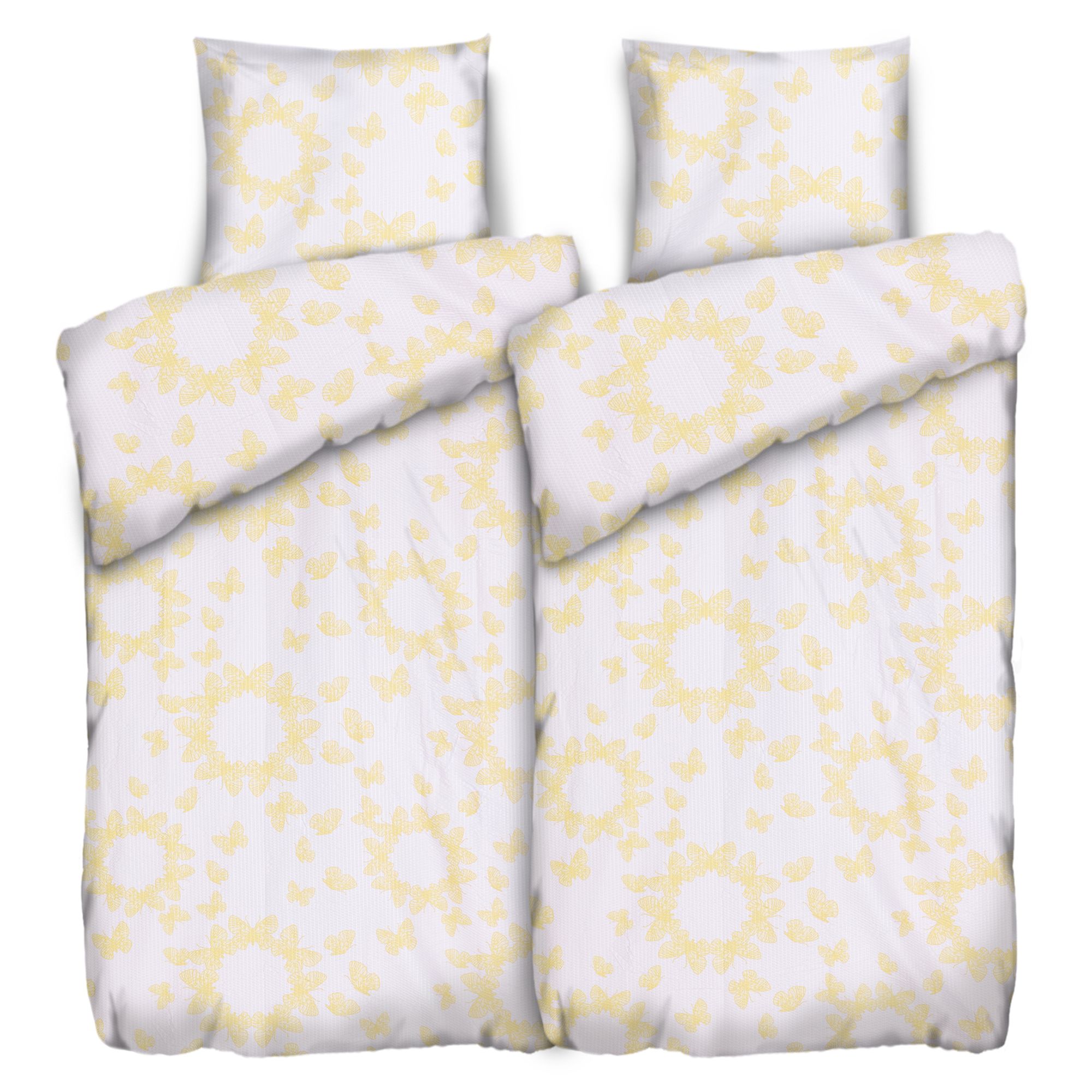 SOFT WAVE Bettwäsche Schmetterlinge Mikrofaser Seersucker Doppelbett, 4tlg.