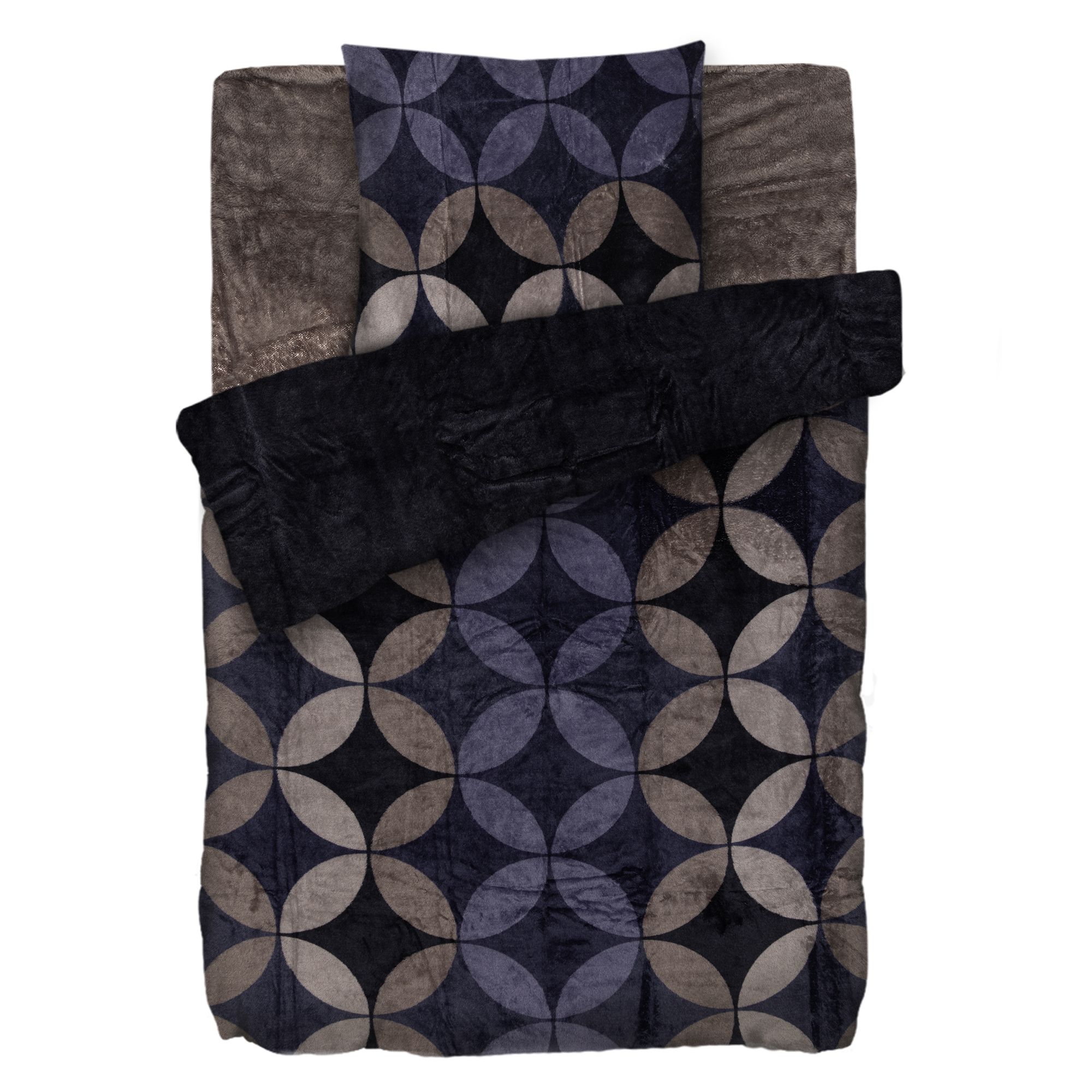 BADIZIO Classic Wendebettwäsche Kreismuster Mikrofaser Plüsch Einzelbett, 3tlg.