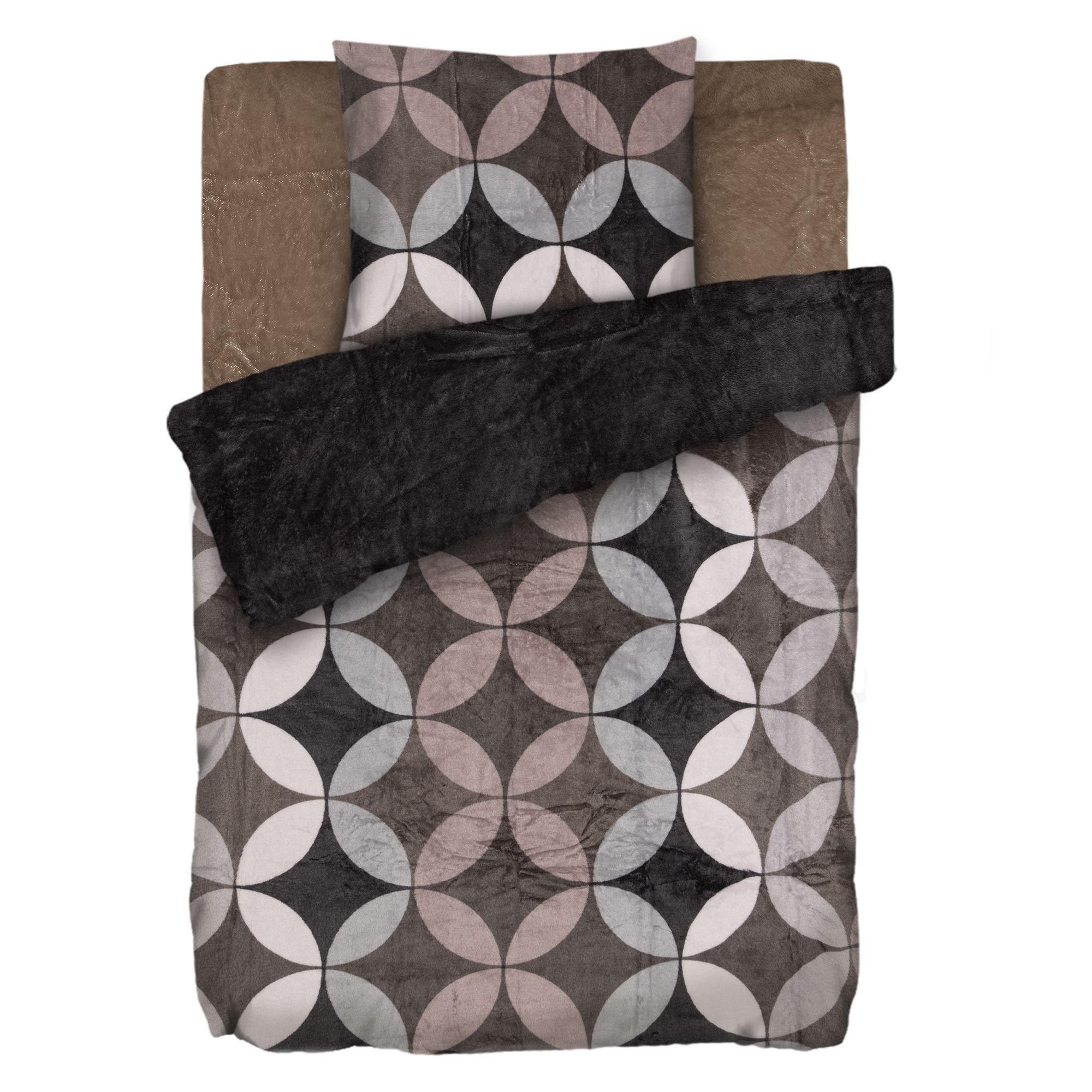 BADIZIO Classic Wendebettwäsche Kreismuster Mikrofaser Plüsch Einzelbett, 3tlg.