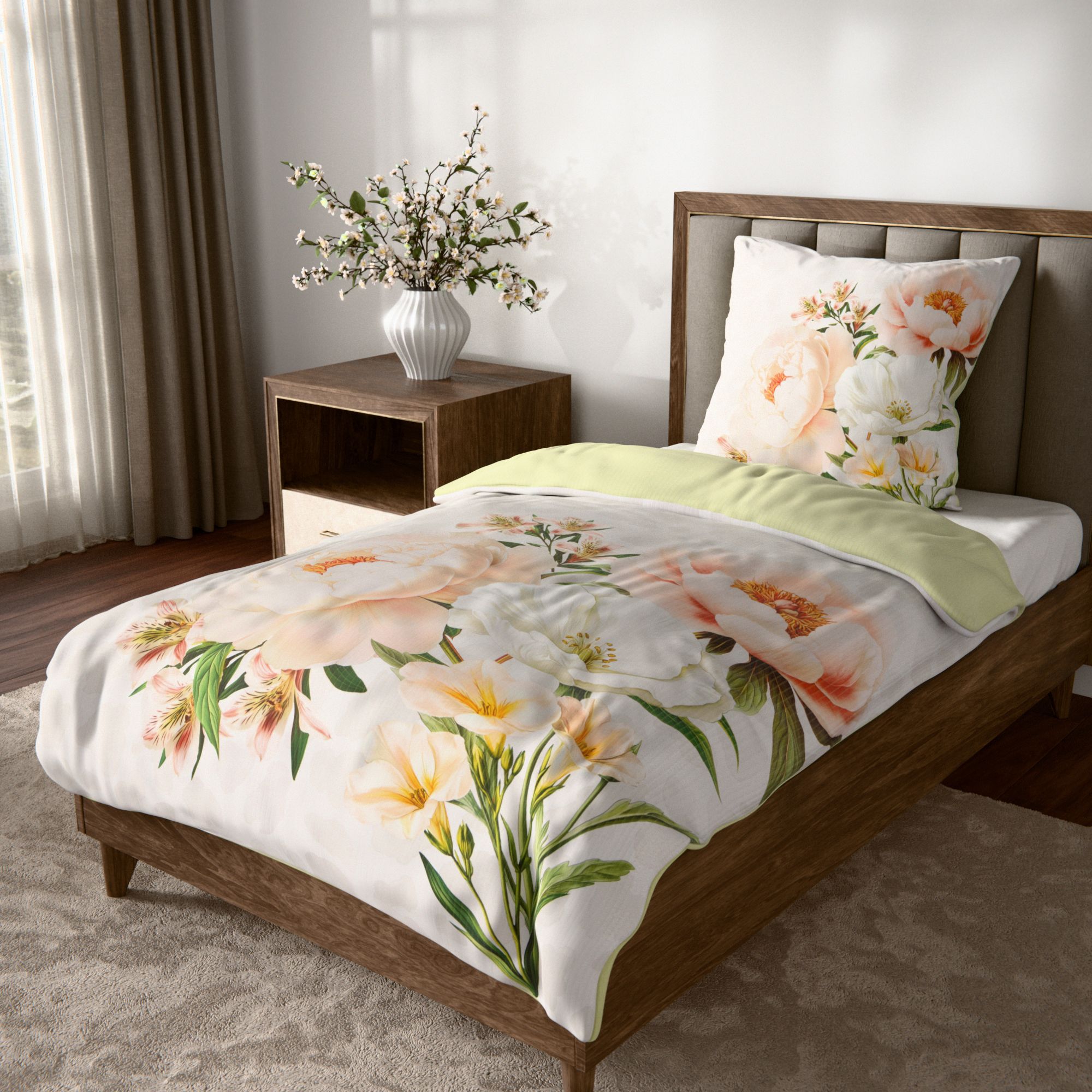 JERYMOOD Rib-Jersey Wendebettwäsche Tier-/Blumengrafik Mikrofaser Jersey Einzelbett, 2tlg.