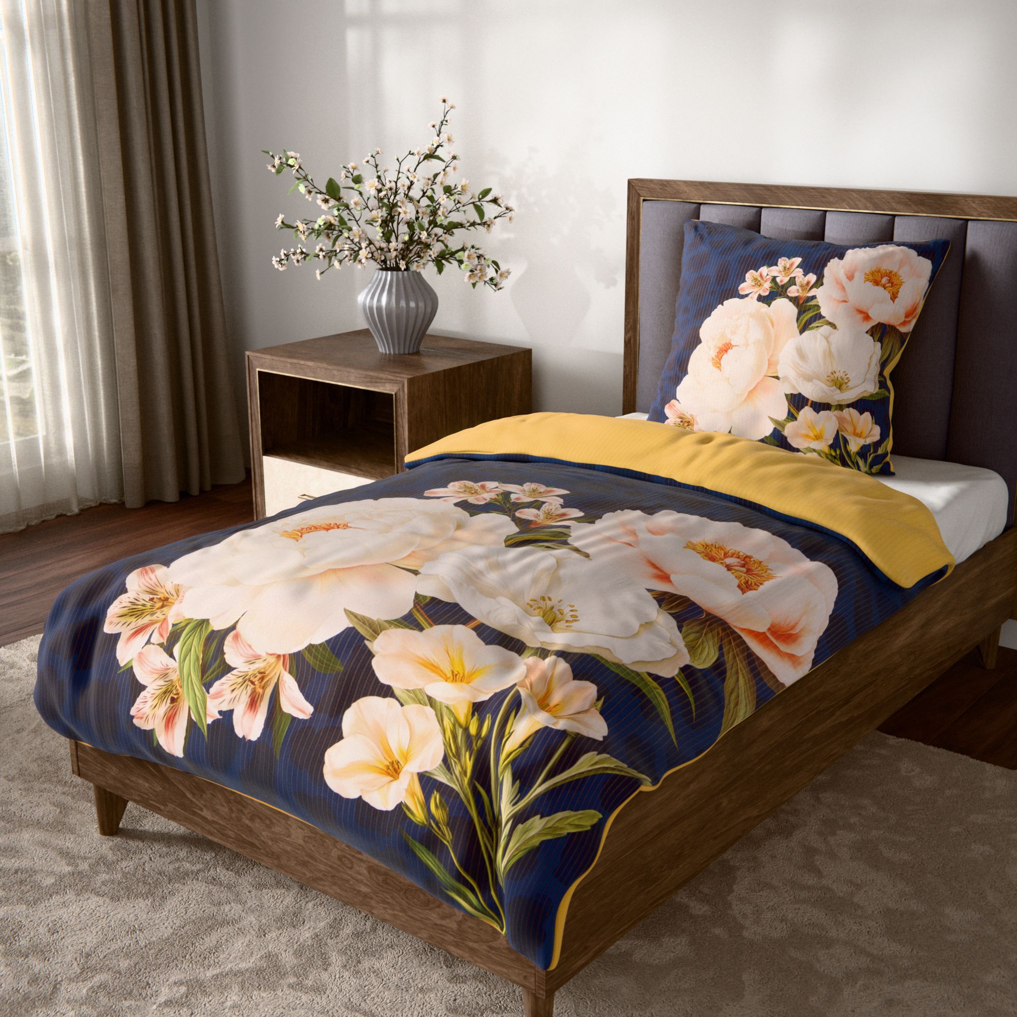 JERYMOOD Rib-Jersey Wendebettwäsche Tier-/Blumengrafik Mikrofaser Jersey Einzelbett, 2tlg.