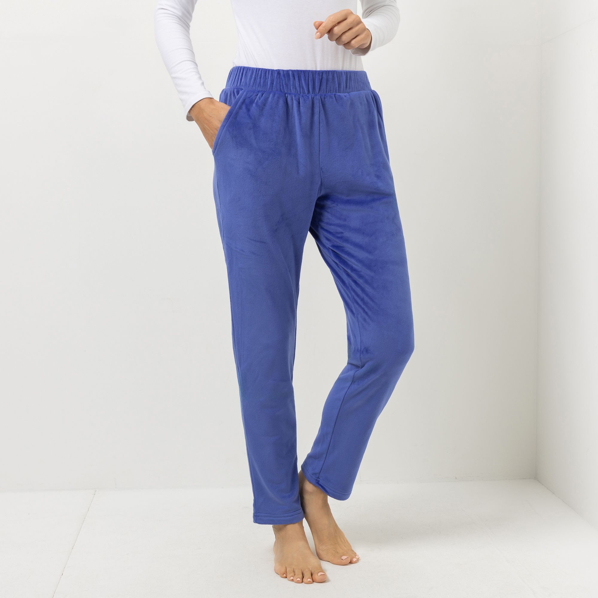 MONT CHALET Damen-Hose schmales Bein Mikrofaser Samtfell Taschen
