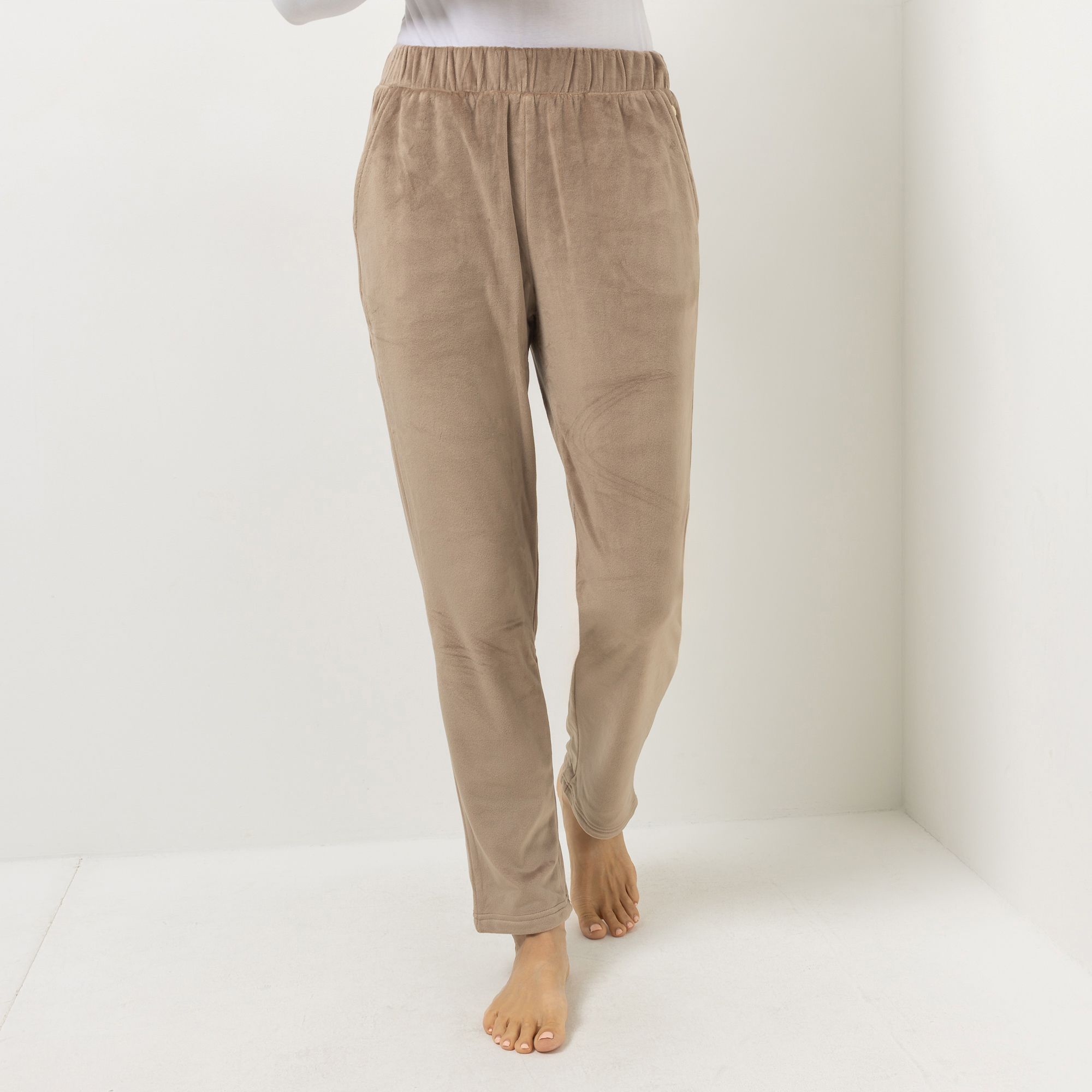 MONT CHALET Damen-Hose schmales Bein Mikrofaser Samtfell Taschen