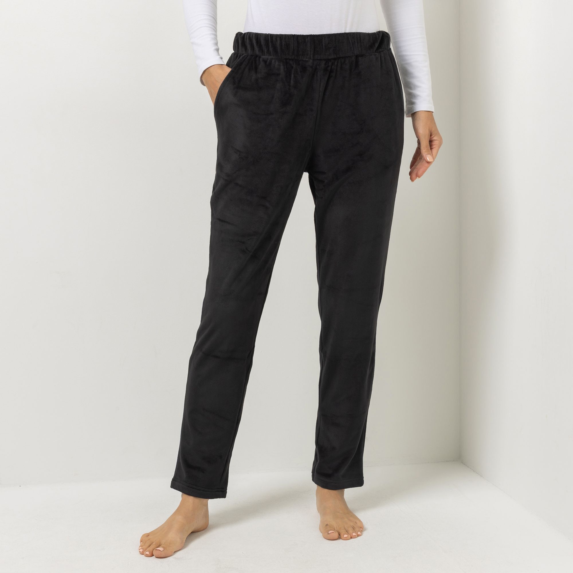 MONT CHALET Damen-Hose schmales Bein Mikrofaser Samtfell Taschen