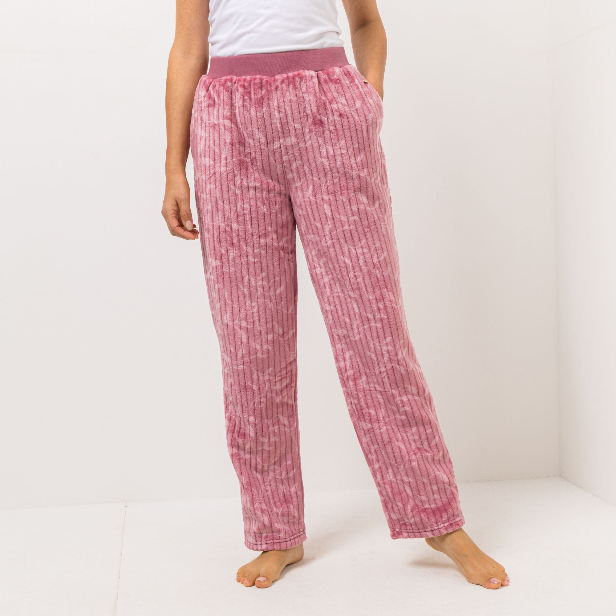 MONT CHALET Damen-Hose Jacquard-Design Mikrofaser Chinchilla Taschen