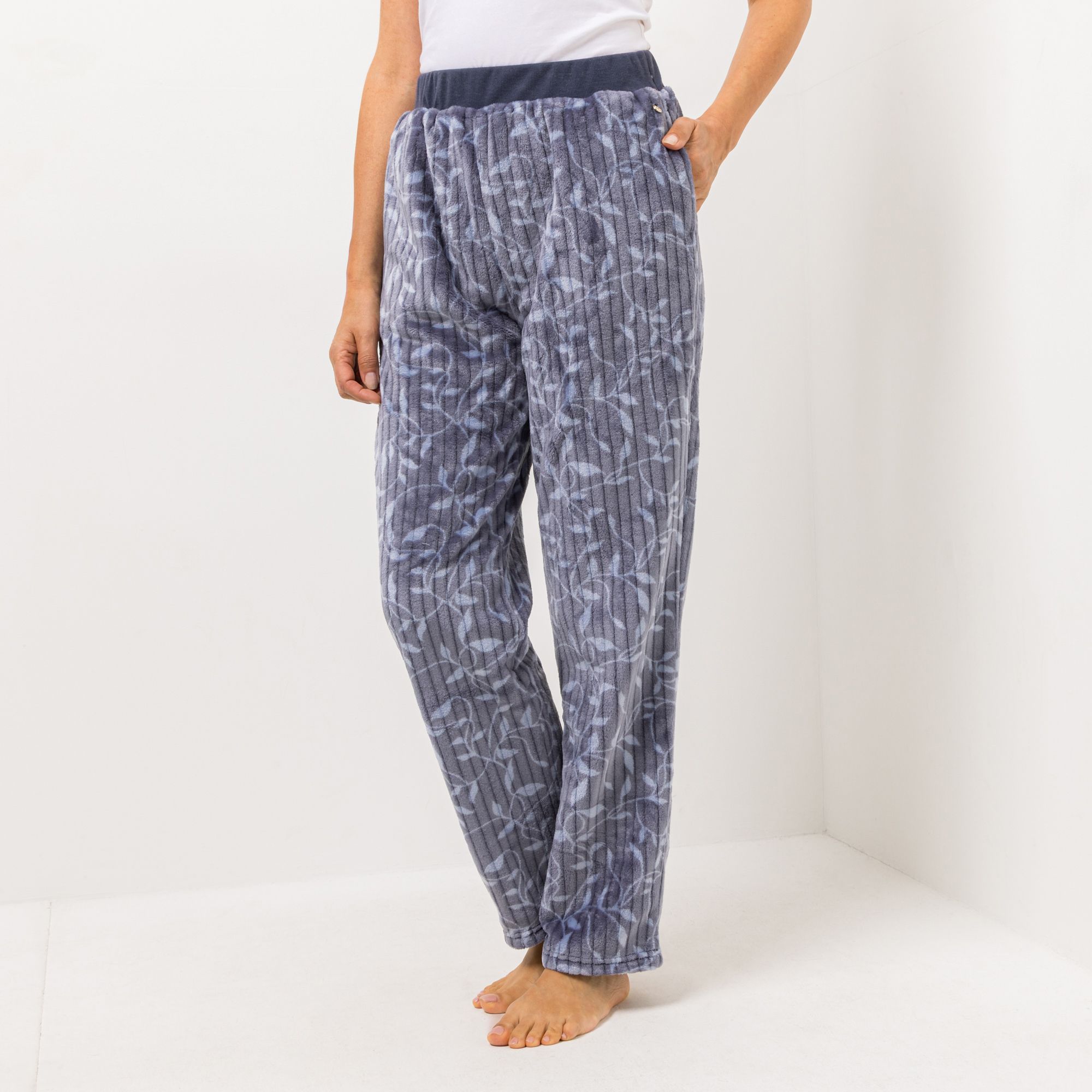 MONT CHALET Damen-Hose Jacquard-Design Mikrofaser Chinchilla Taschen