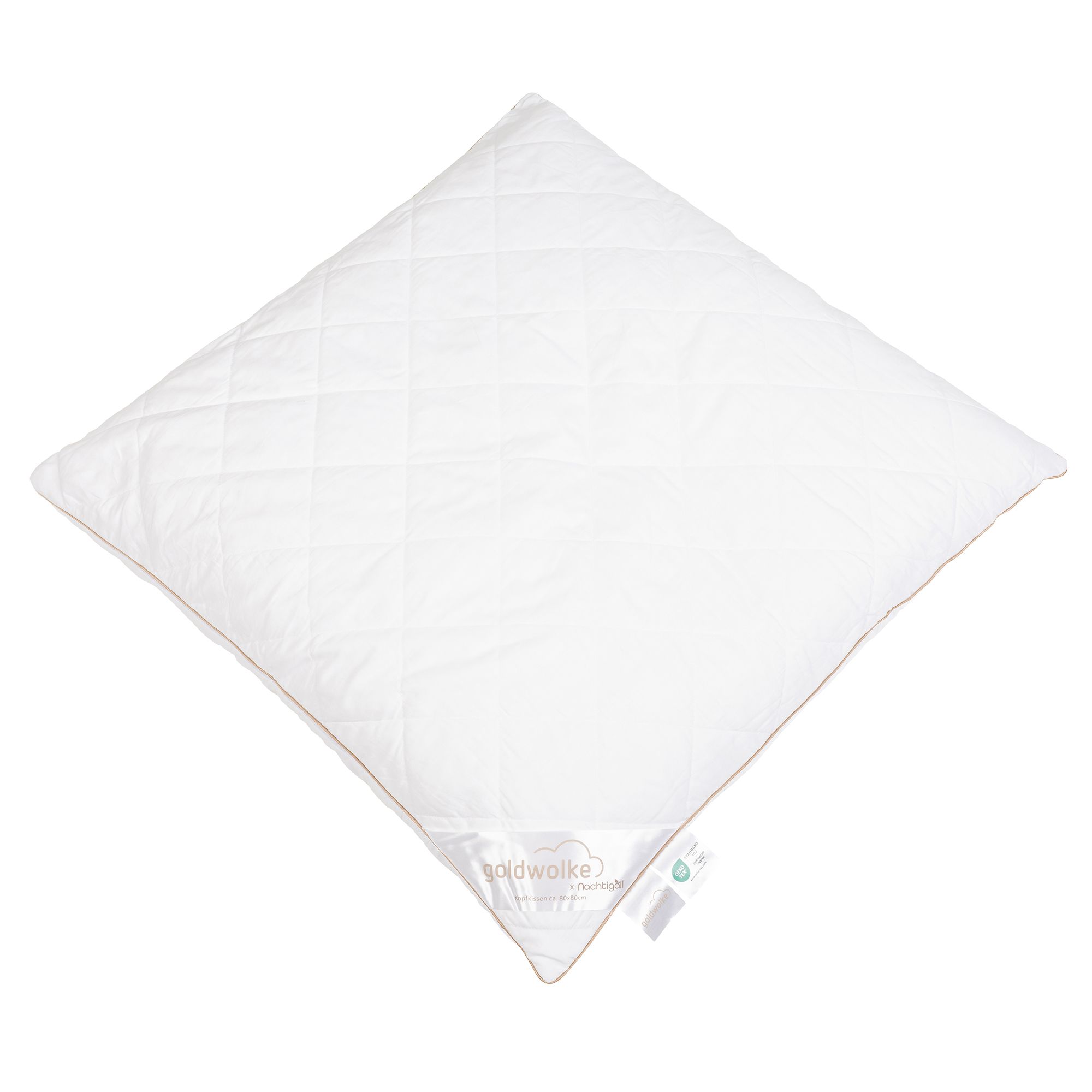 GOLDWOLKE 1 Kopfkissen Baumwolle goldfarb. Piping Diamantsteppung