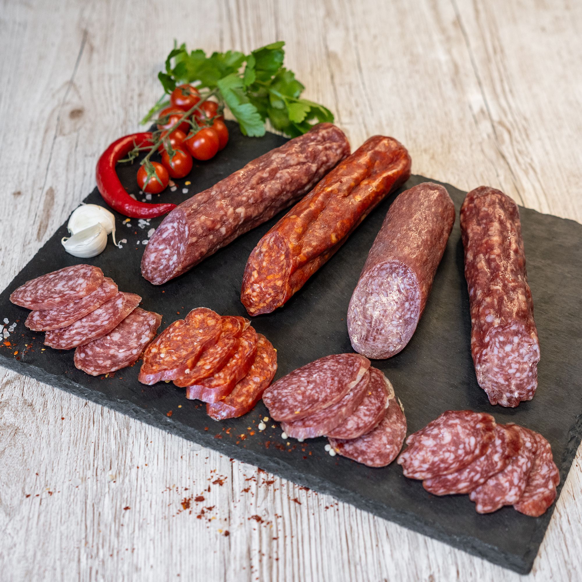 GRAMAI ALM ALPENGOURMET Südtiroler Salami Probierpaket 4 Sorten Inhalt 800g