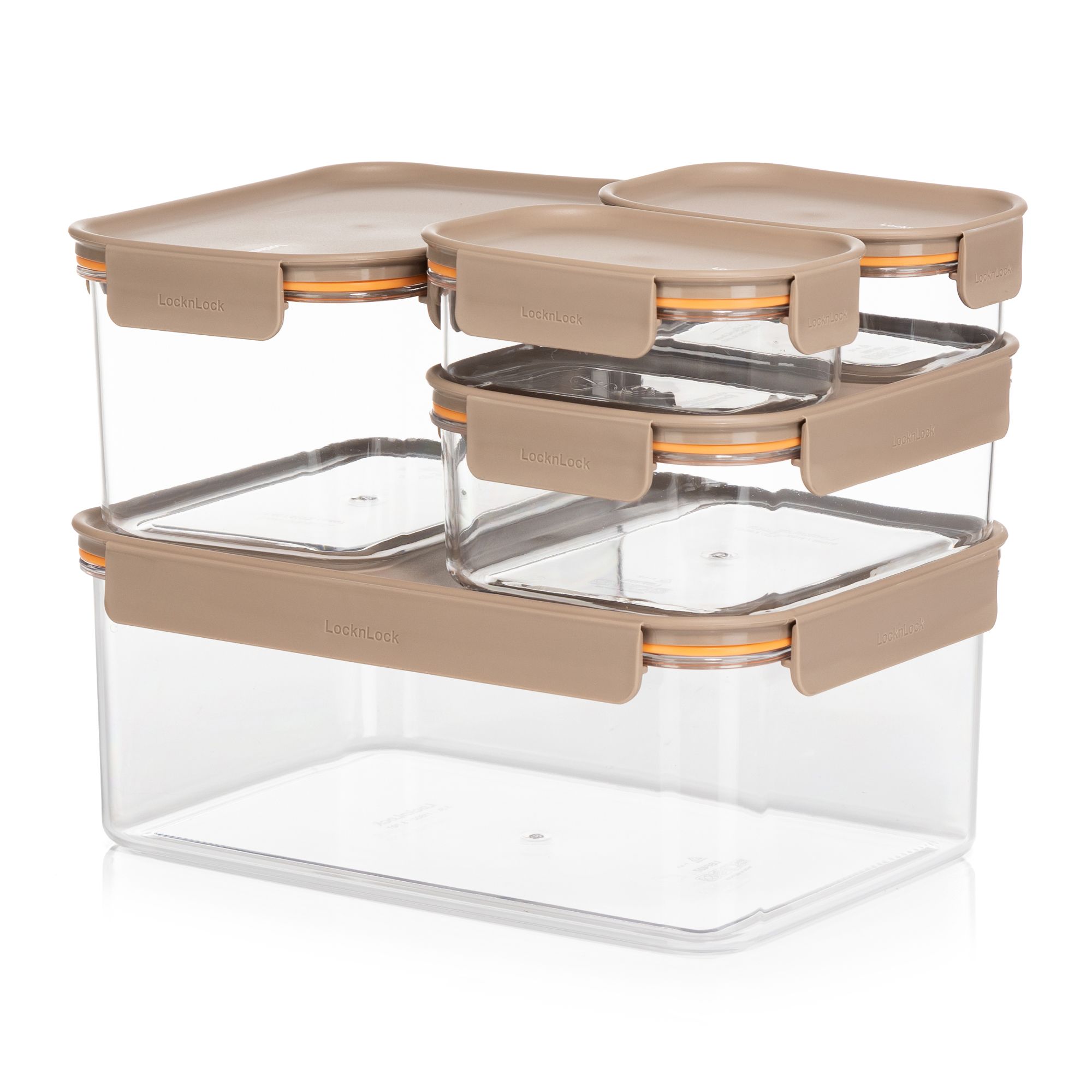 LocknLock 5 Frischhaltedosen aus Tritan™ stapelbar, 260ml-3,5L Gesamtvolumen 6,4L