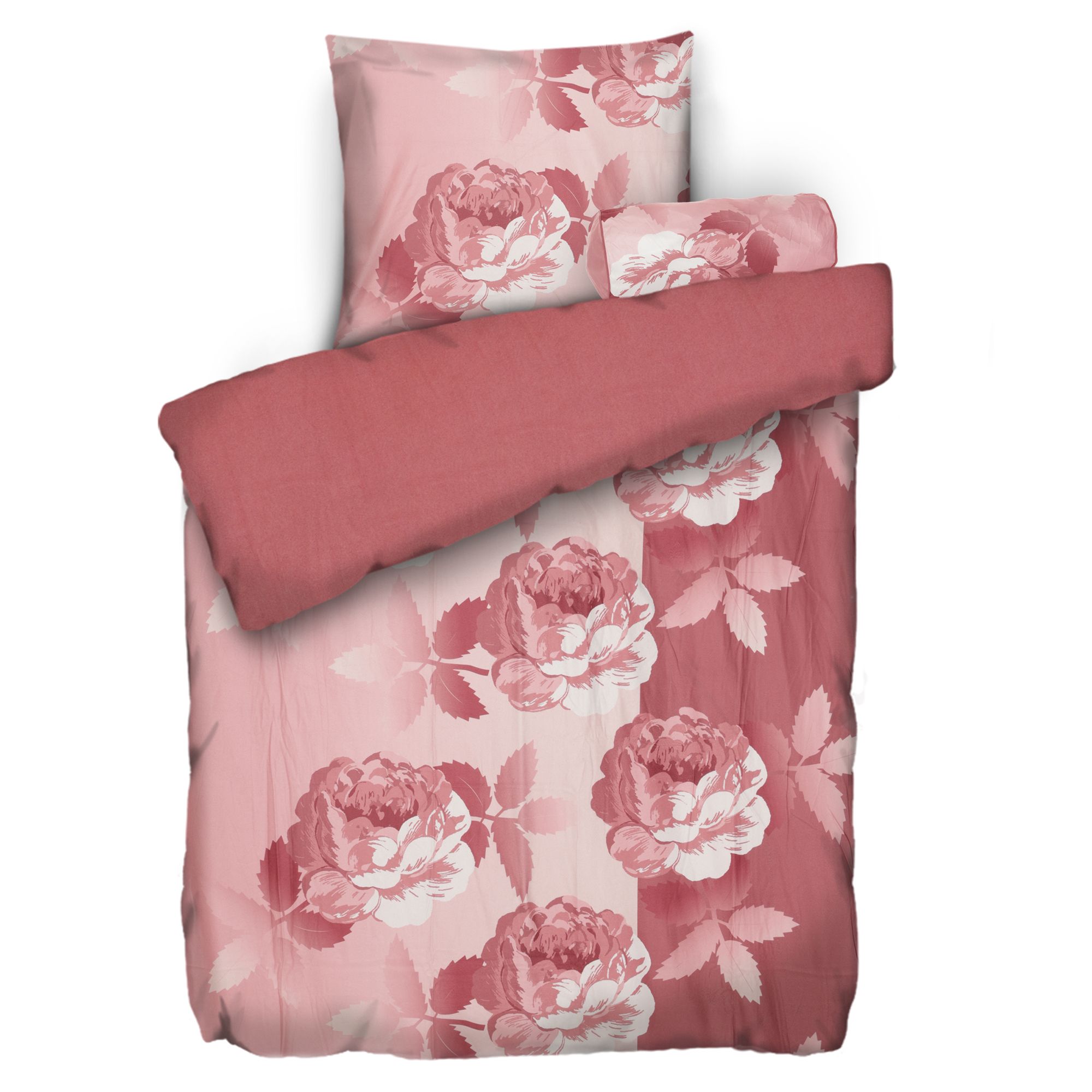 WINTERENGEL Wendebettwäsche Rosen Nackenrollenbezug Mikrofaser Flanell Einzelbett, 3tlg.