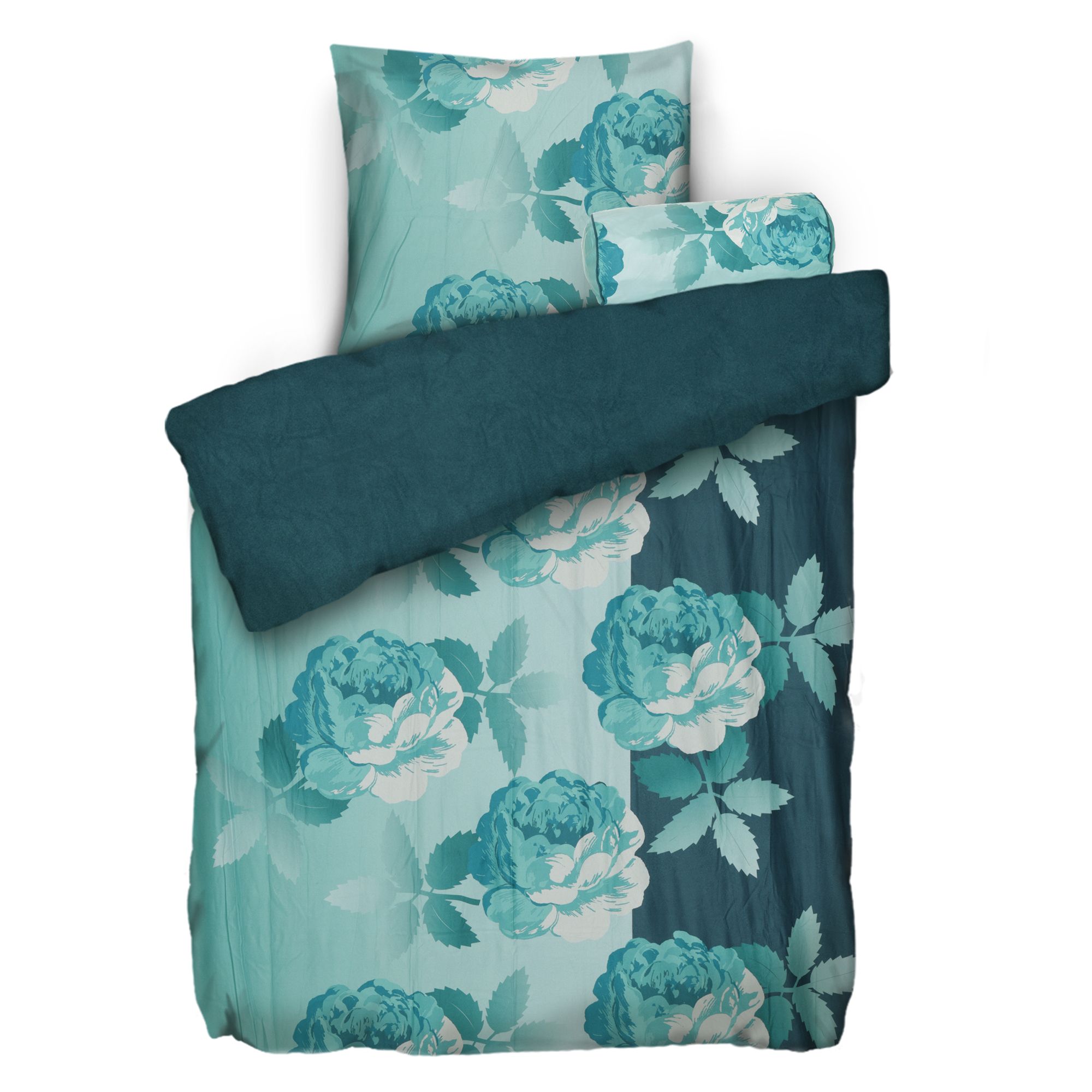 WINTERENGEL Wendebettwäsche Rosen Nackenrollenbezug Mikrofaser Flanell Einzelbett, 3tlg.