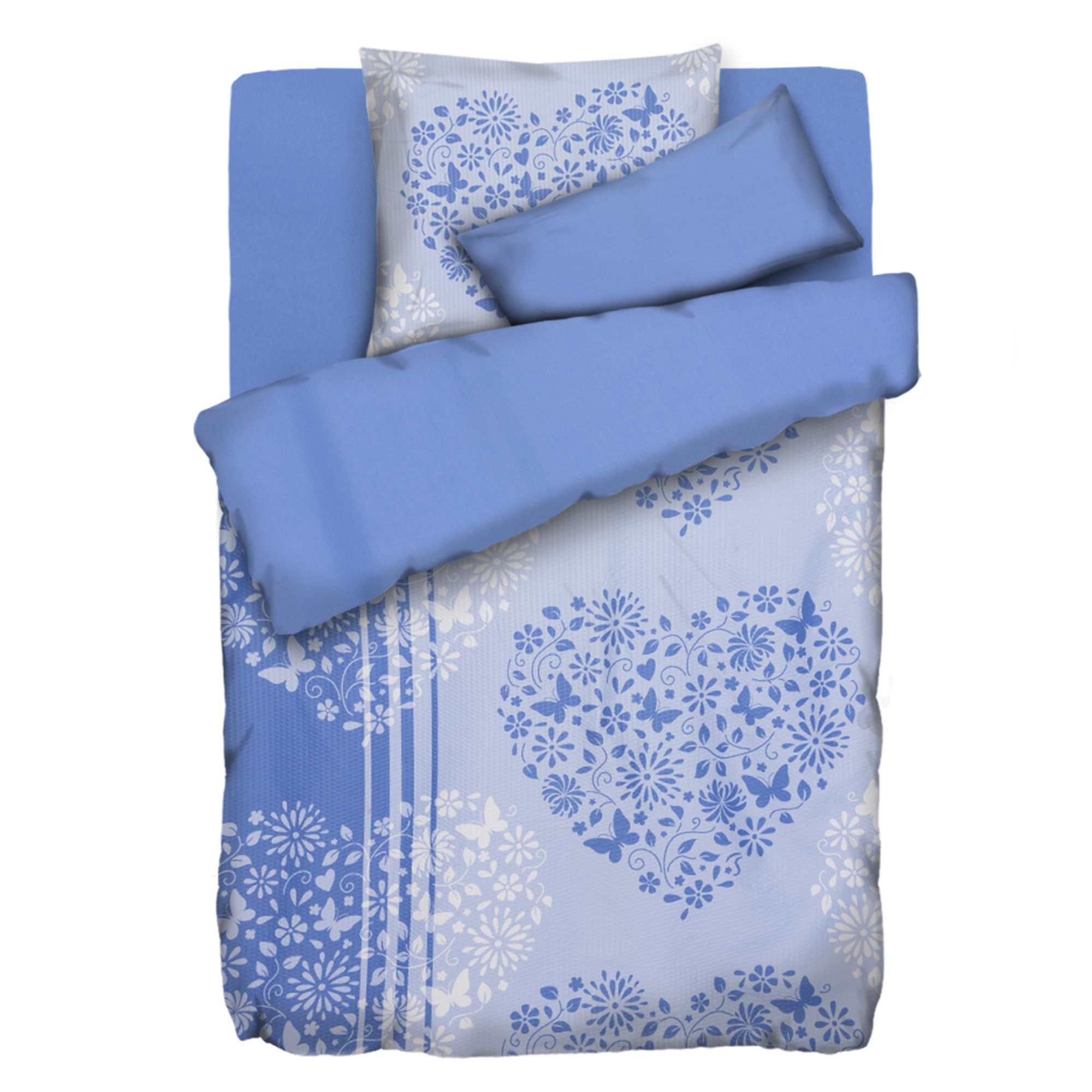 SOFT WAVE Wendebettwäsche Ornament-Herzen Mikrofaser Seersucker Einzelbett, 4tlg.