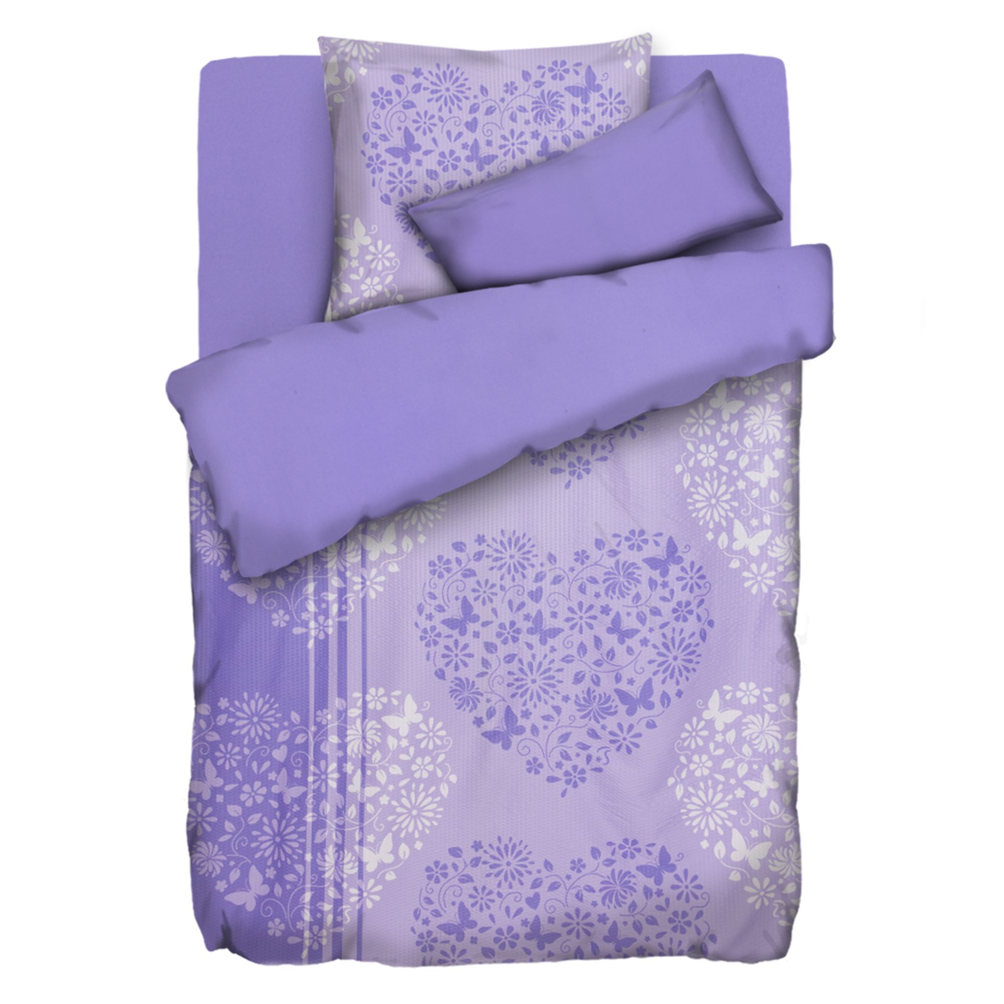 SOFT WAVE Wendebettwäsche Ornament-Herzen Mikrofaser Seersucker Einzelbett, 4tlg.