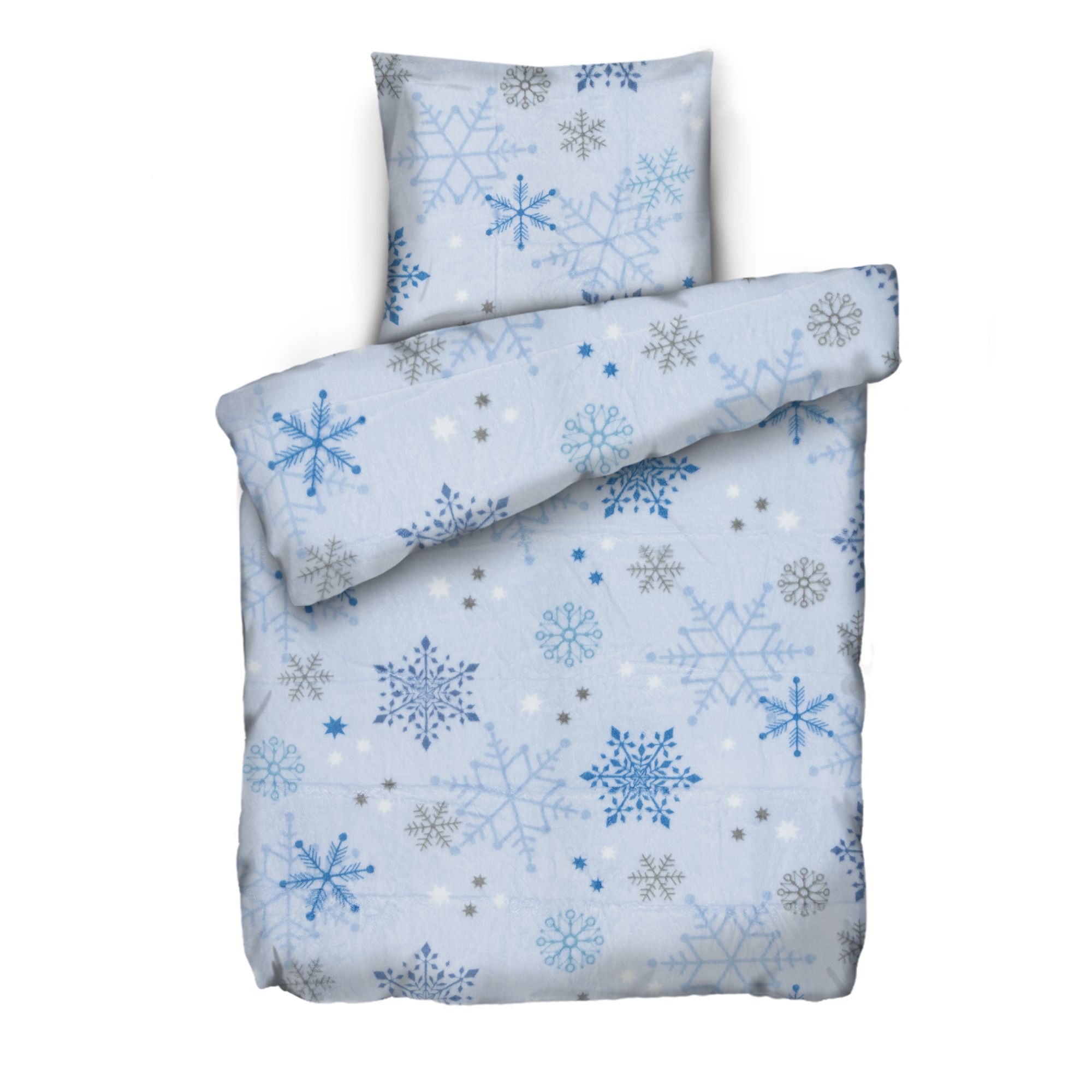 BADIZIO Classic Bettwäsche Schneeflocken Mikrofaser Plüsch Einzelbett, 2tlg.