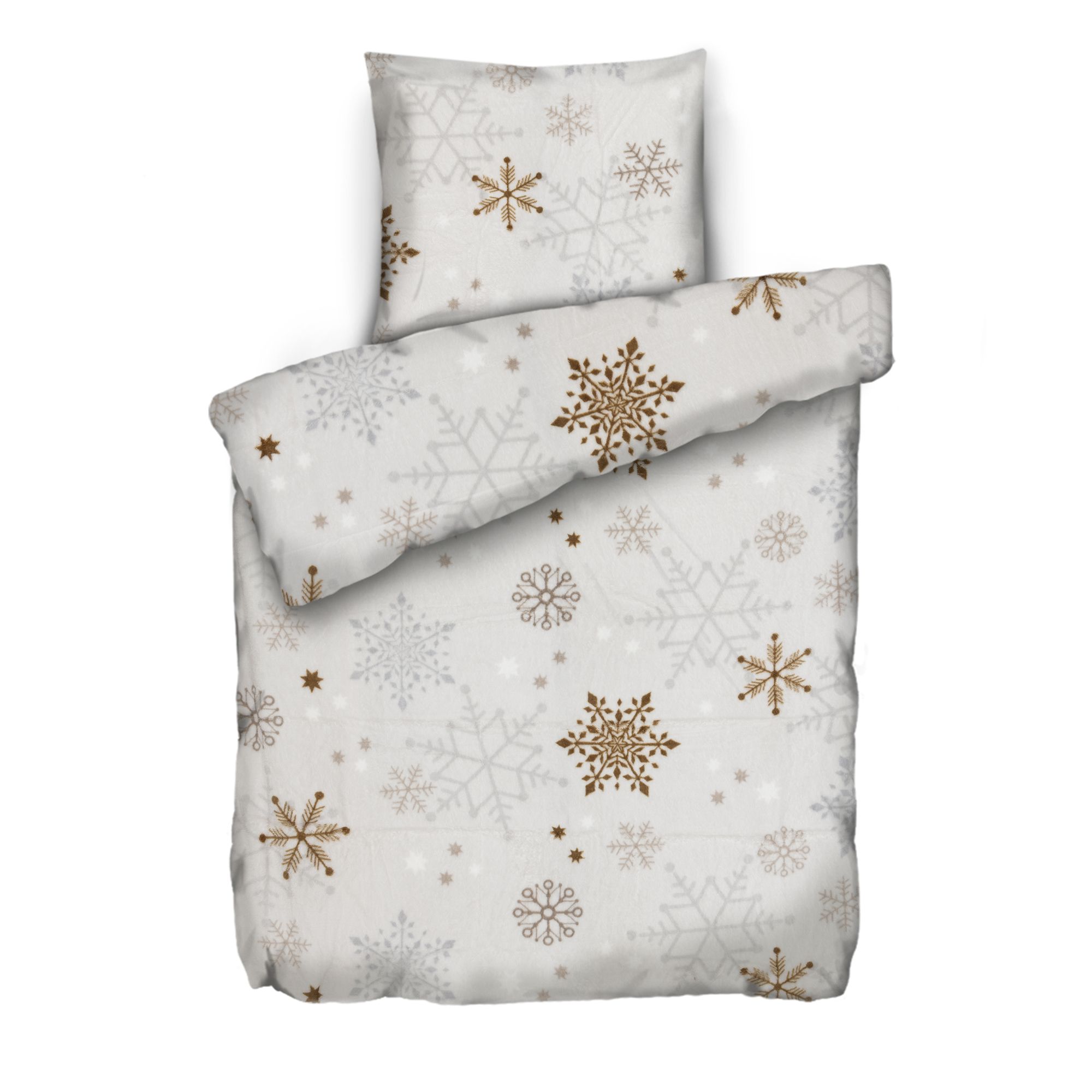 BADIZIO Classic Bettwäsche Schneeflocken Mikrofaser Plüsch Einzelbett, 2tlg.